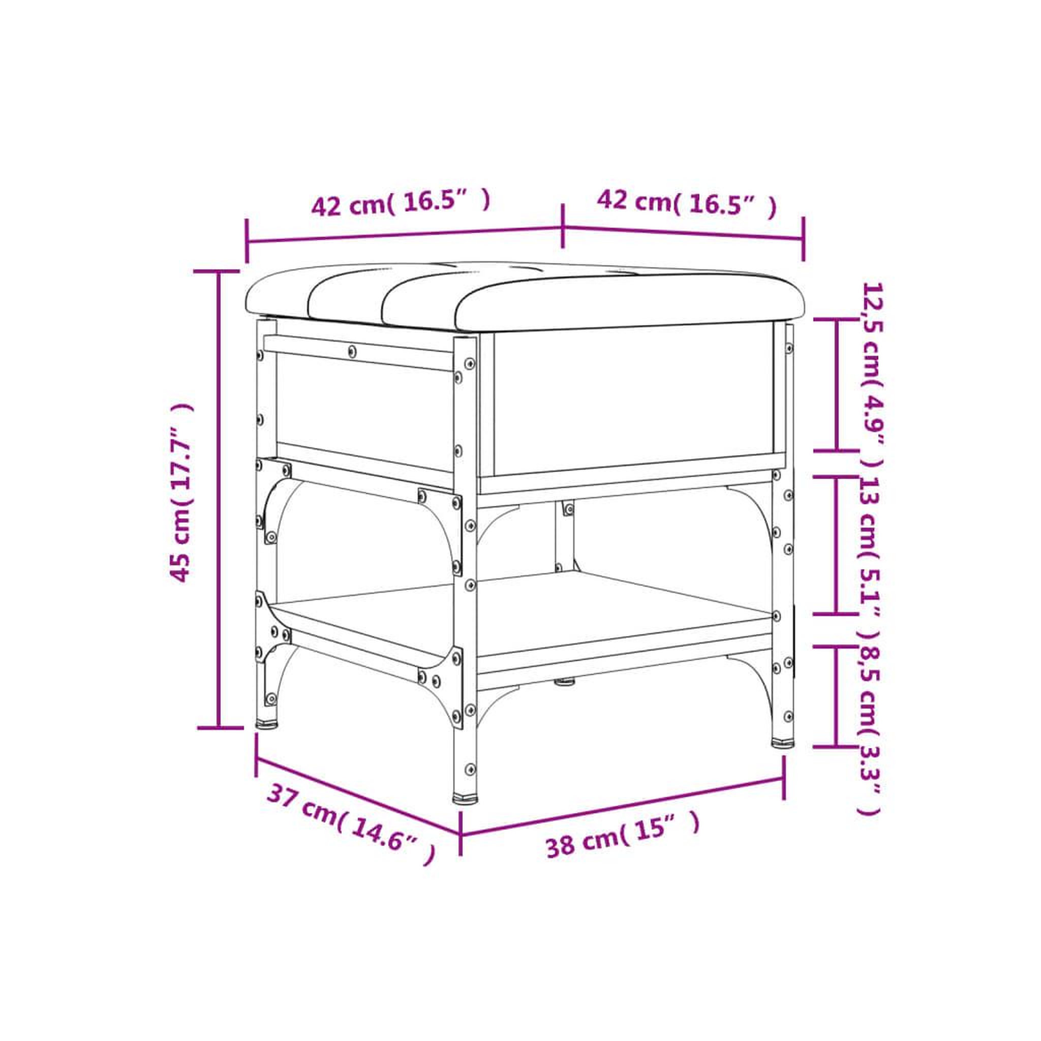 Voir la diapositive 6 : VIDAXL Banc a chaussures sonoma gris 42x42x45 cm bois d'ingenierie