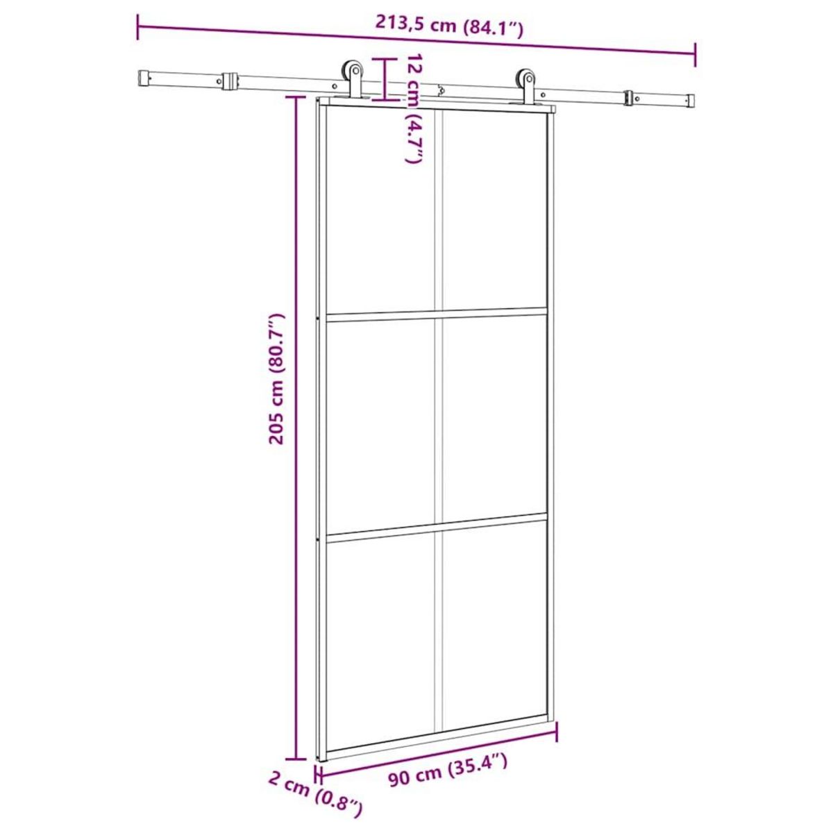 VIDAXL Porte coulissante avec kit de quincaillerie 90x205 cm Verre ESG