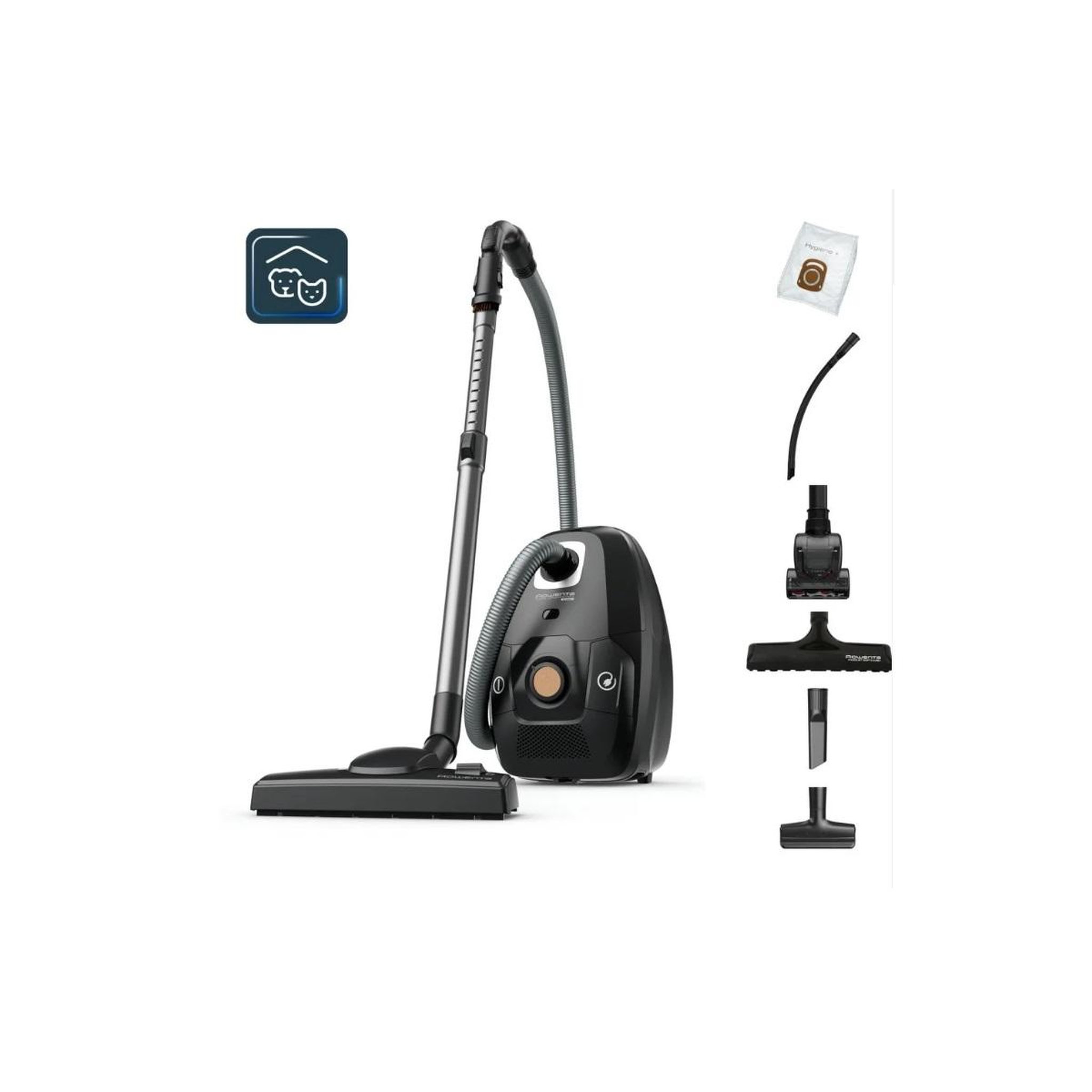 ROWENTA Aspirateur traineau 400w 64db noir et liège - yy5469fe