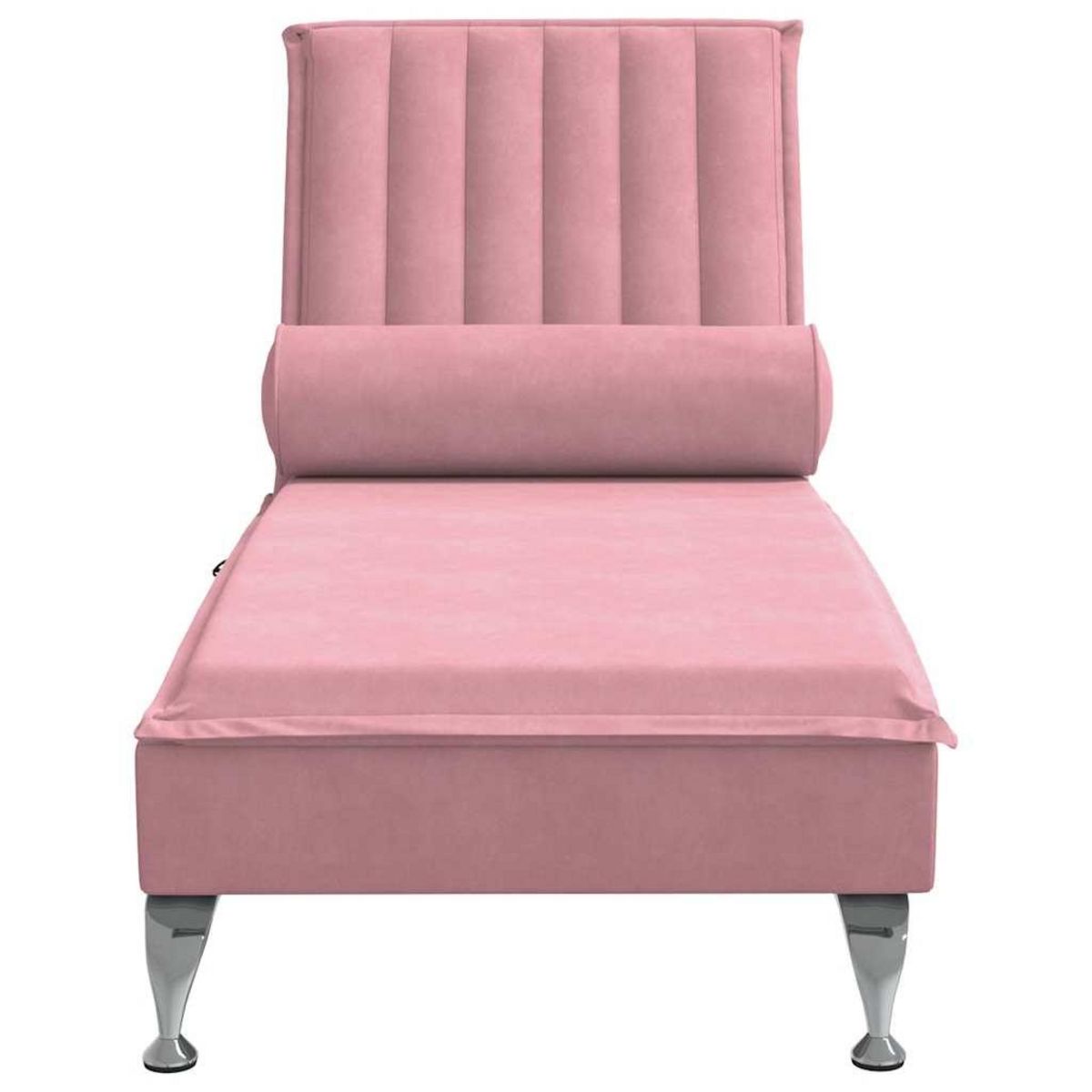 VIDAXL Chaise longue de massage avec traversin rose velours