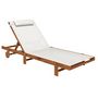 Voir la diapositive 1 : OUTSUNNY Bain de soleil style exotique bois avec 2 roues - inclinable, tétière - textilène blanc