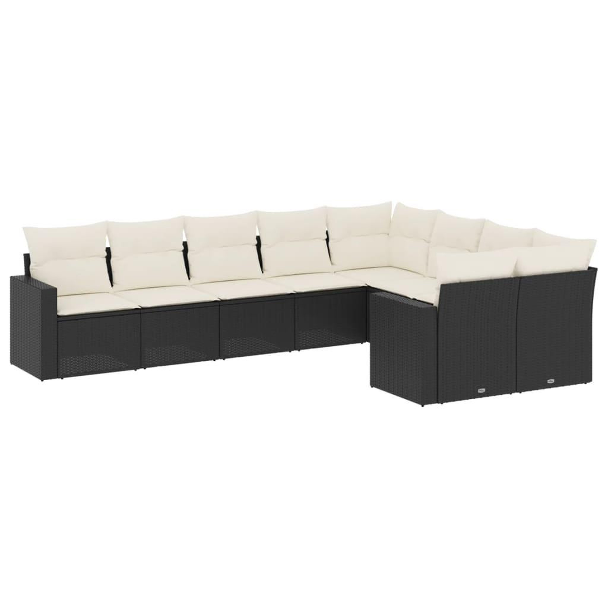 Voir la diapositive 2 : VIDAXL Salon de jardin 9 pcs avec coussins noir resine tressee