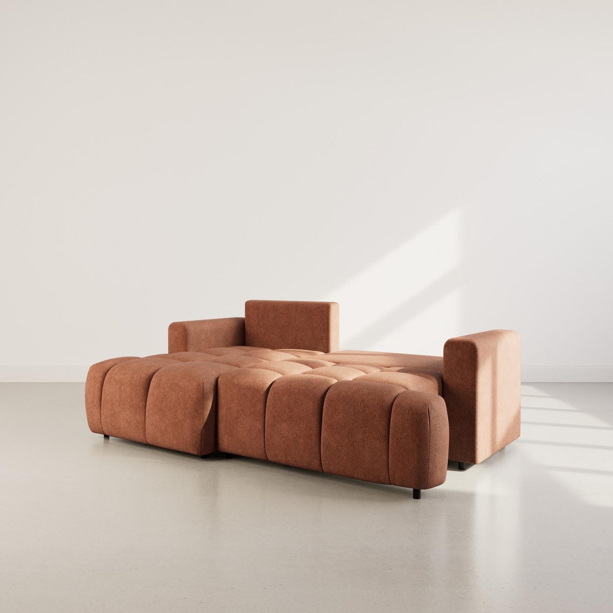 BEST MOBILIER Leonie - canapé d'angle gauche 4 places convertible avec coffre en velours texturé