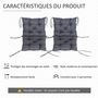 Voir la diapositive 6 : OUTSUNNY Lot de 2 coussins matelas assise dossier 2 en 1 pour chaise fauteuil grand confort 98L x 50l x 8H cm gris