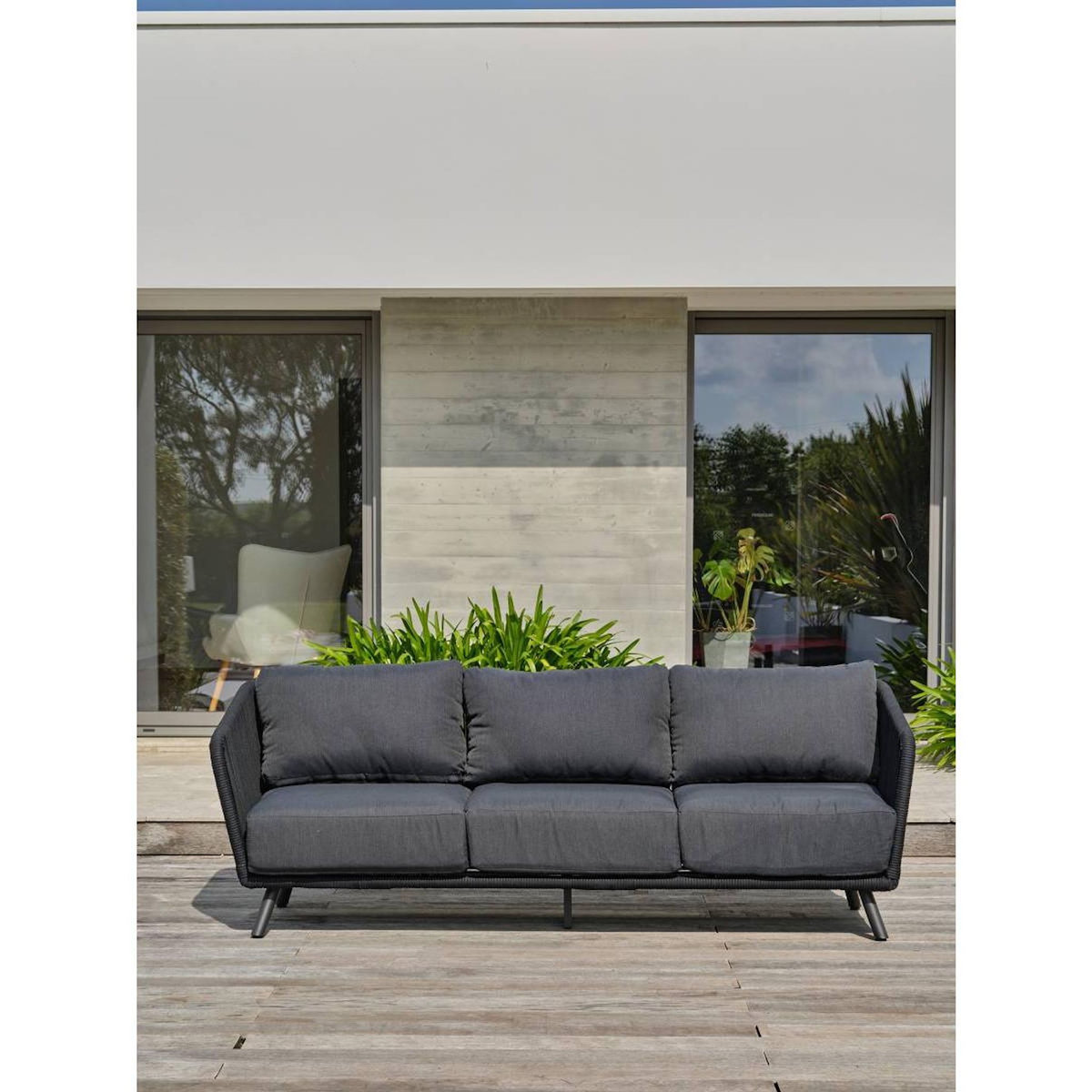 Paris Prix Salon de Jardin 5 Places  Biarritz  225cm Noir & Anthracite