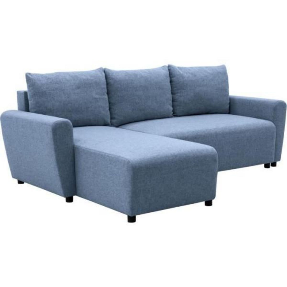 MARKET24 Canapé d'angle convertible 3-4 places STEWART - Tissu bleu - L224 x H85 x P155 cm