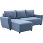 Voir la diapositive 5 : MARKET24 Canapé d'angle convertible 3-4 places STEWART - Tissu bleu - L224 x H85 x P155 cm