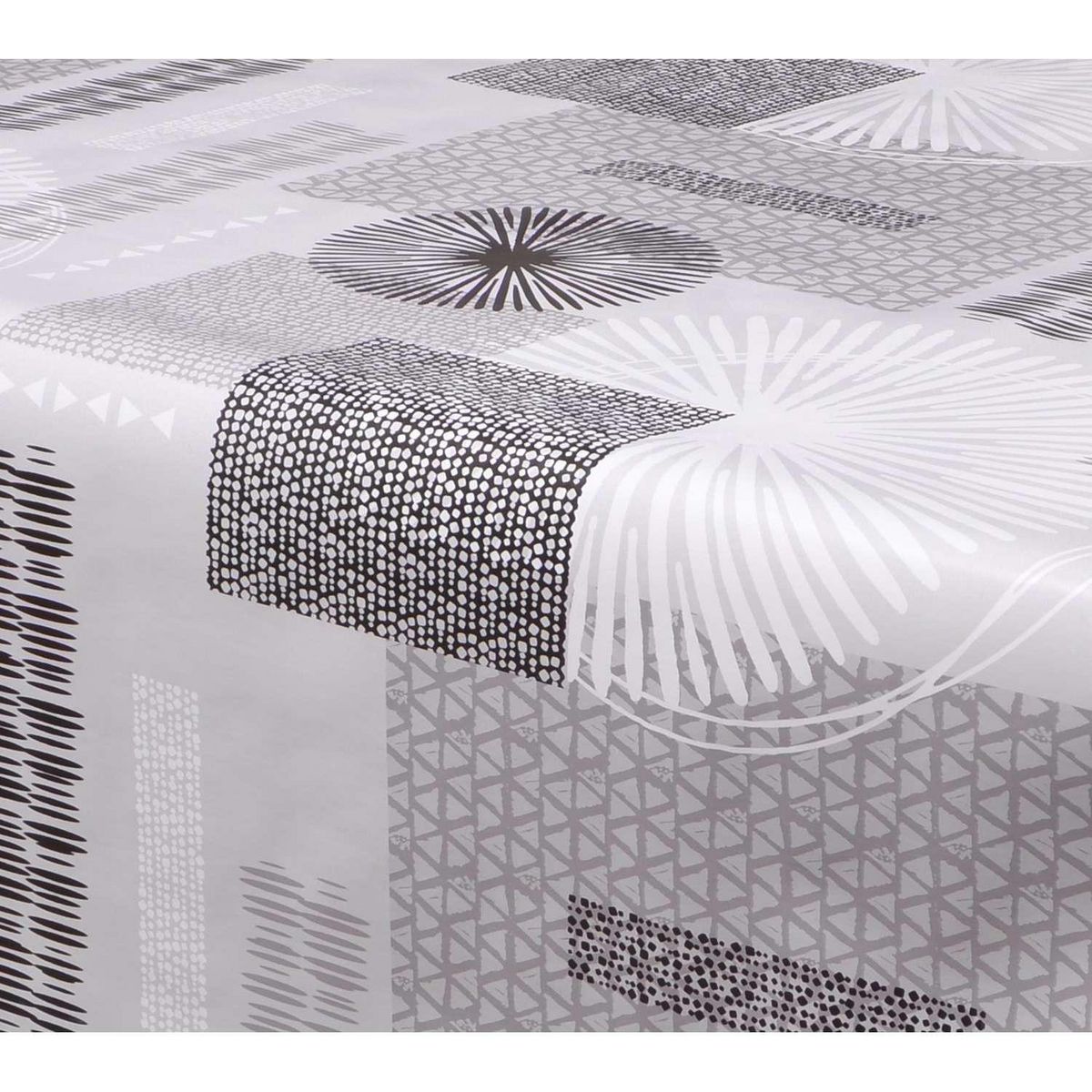 HABITABLE Nappe en toile cirée rectangulaire Run - 140 x 250 cm - Gris