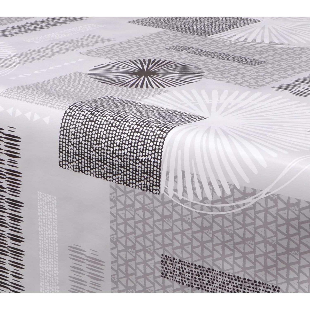 HABITABLE Nappe en toile cirée rectangulaire Run - 140 x 250 cm - Gris