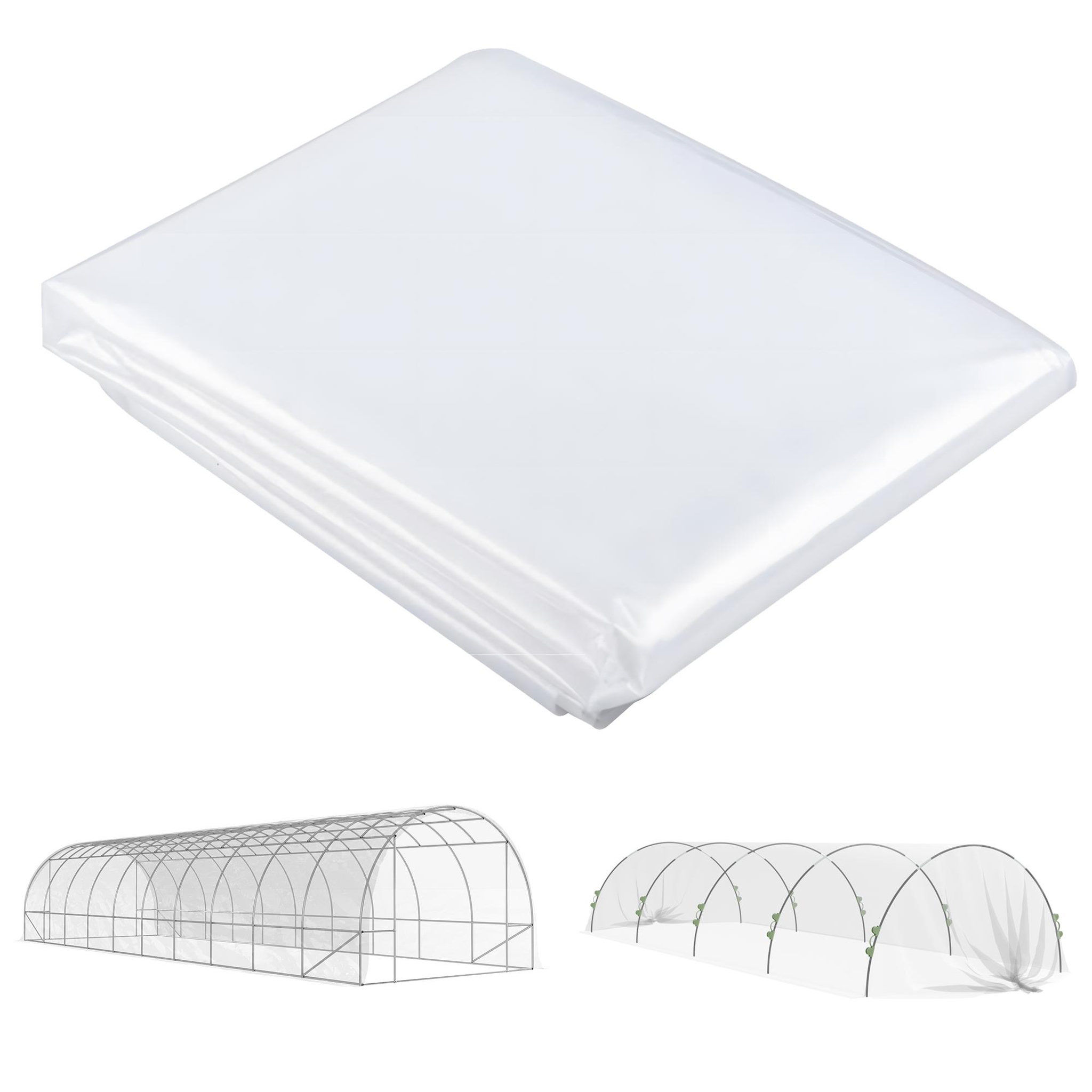 OUTSUNNY Bâche de rechange serre tunnel 6 x 10 m PP haute densité 150 g/m² transparent