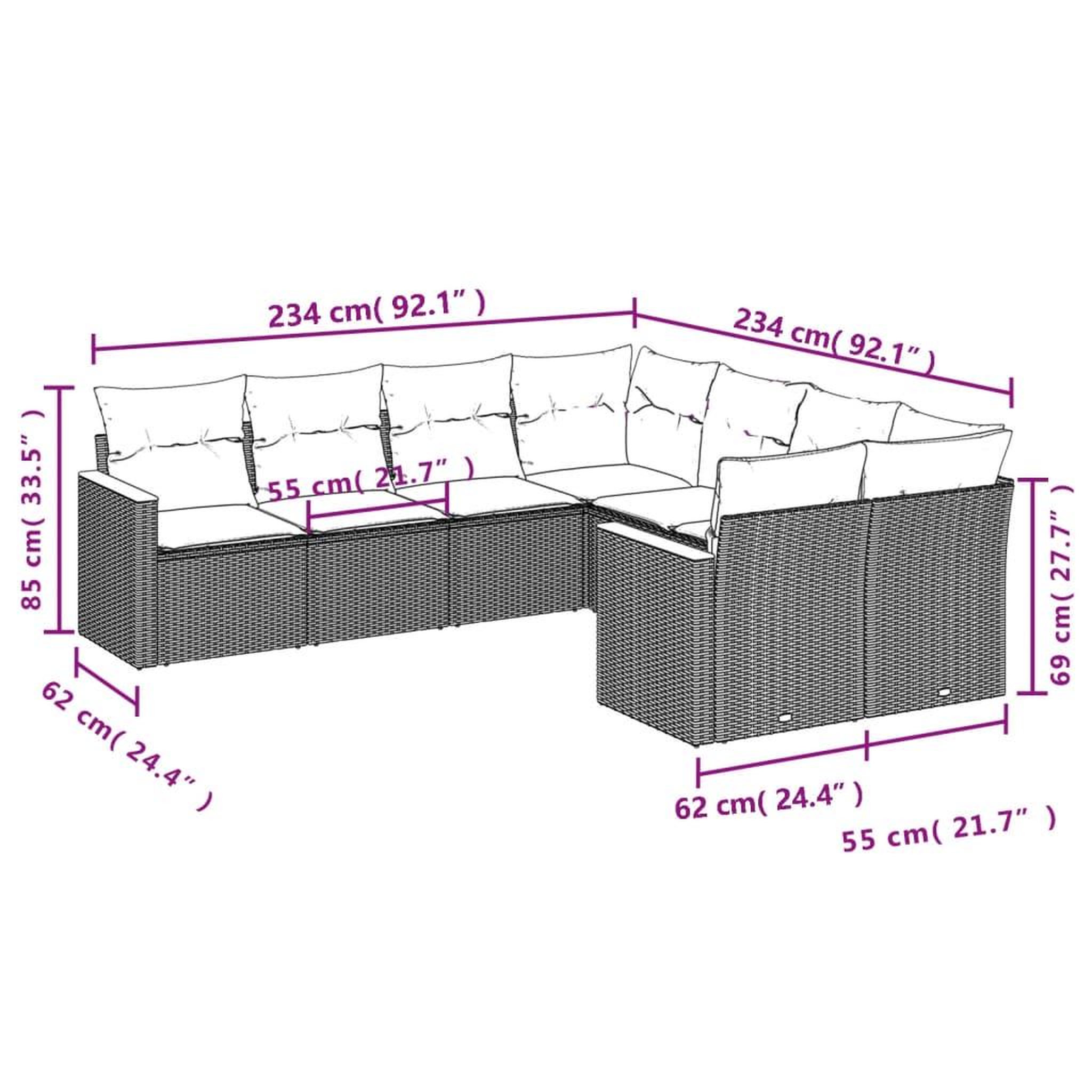 Voir la diapositive 3 : VIDAXL Salon de jardin 8 pcs avec coussins noir resine tressee