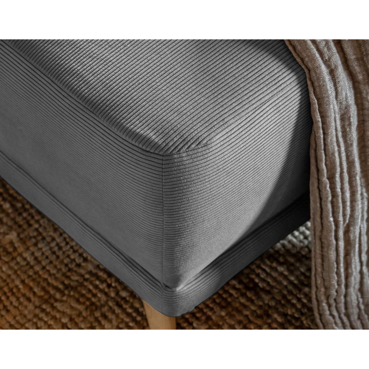 BEST MOBILIER Lena - canapé d'angle réversible 4 places - convertible avec coffre - en velours côtelé