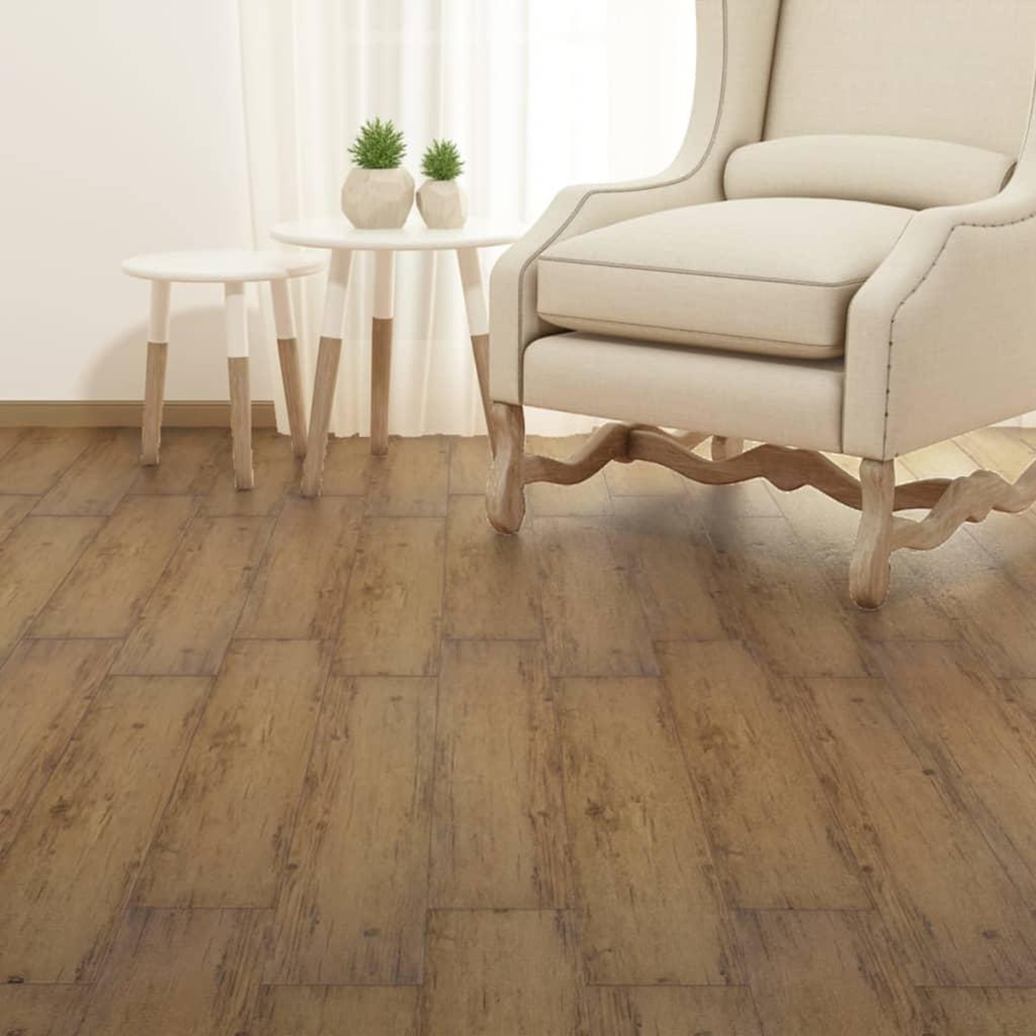 Voir la diapositive 4 : VIDAXL Dalle de plancher PVC autoadhesif 5,02 m^2 2 mm marron noyer