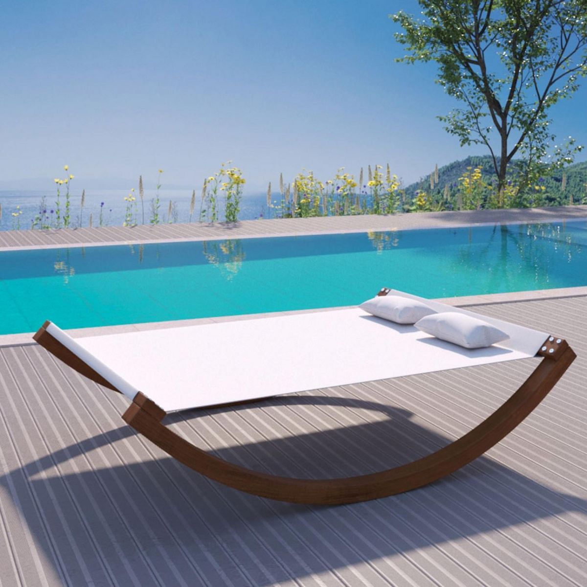 CONCEPT USINE Hamac à bascule 2 personnes en bois beige AMADORA