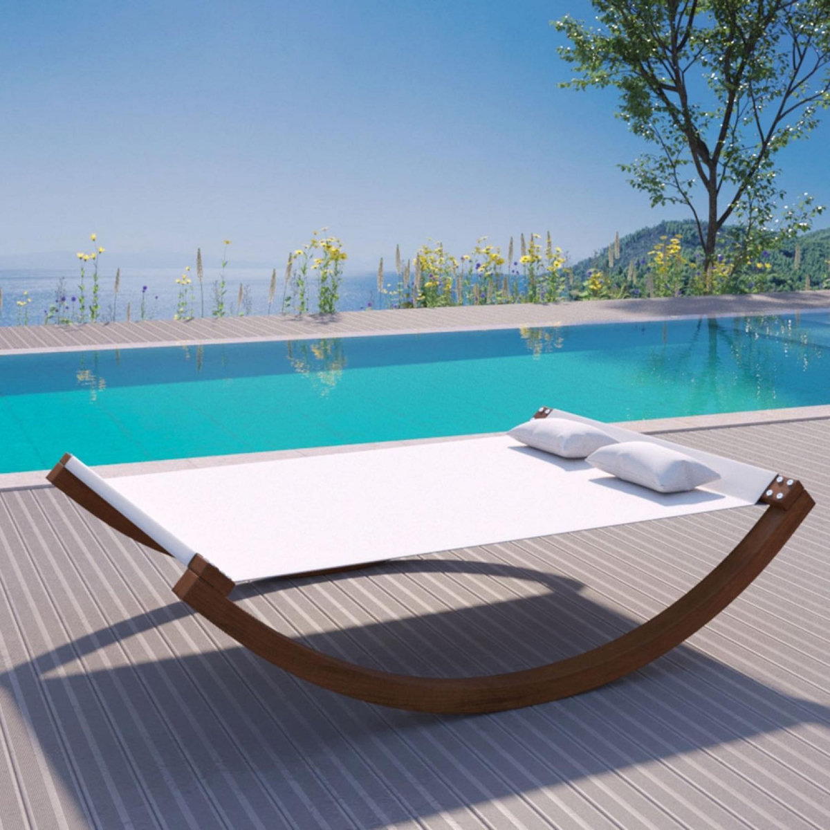 CONCEPT USINE Hamac à bascule 2 personnes en bois beige AMADORA