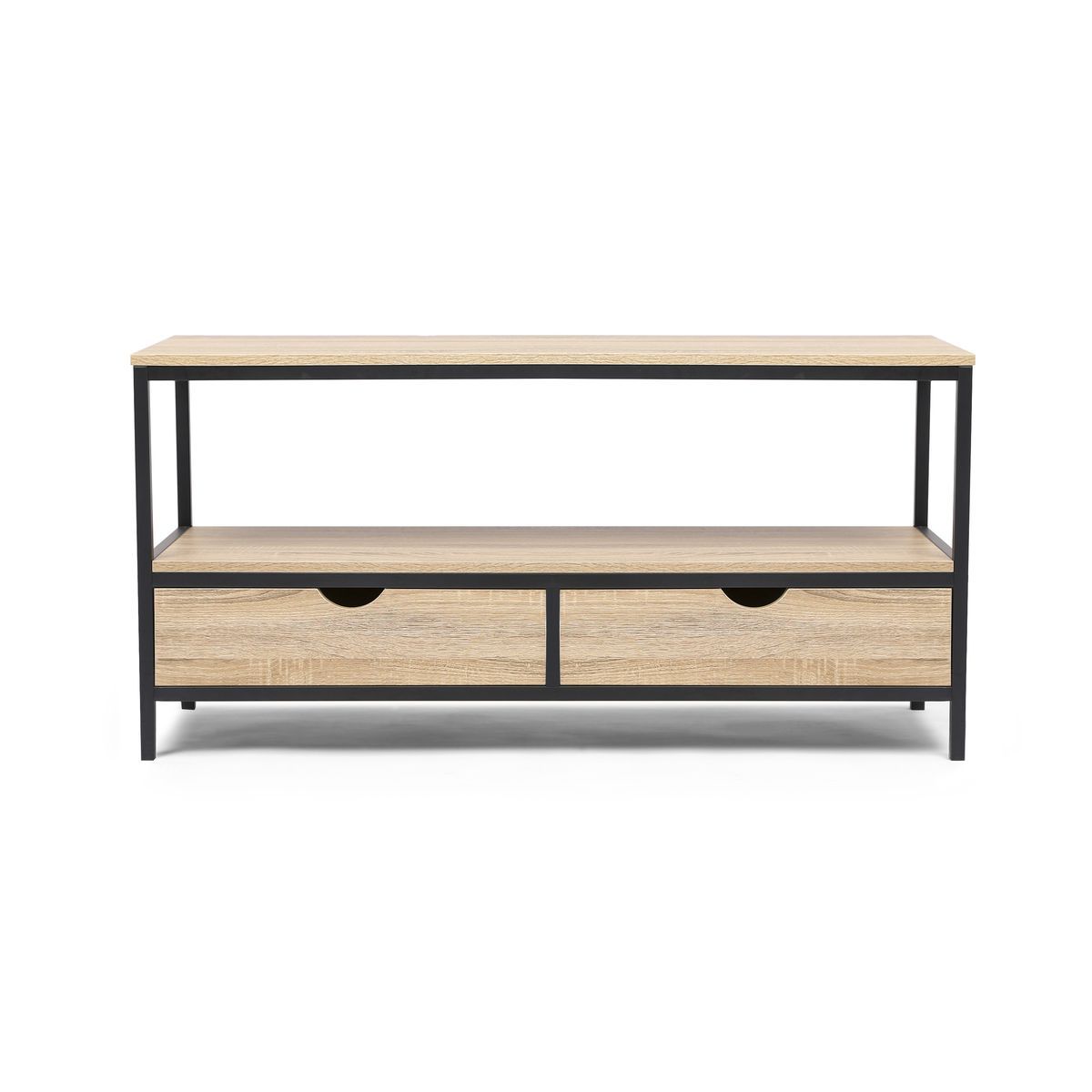 Meuble TV métal et bois 2 tiroirs HOUSTON