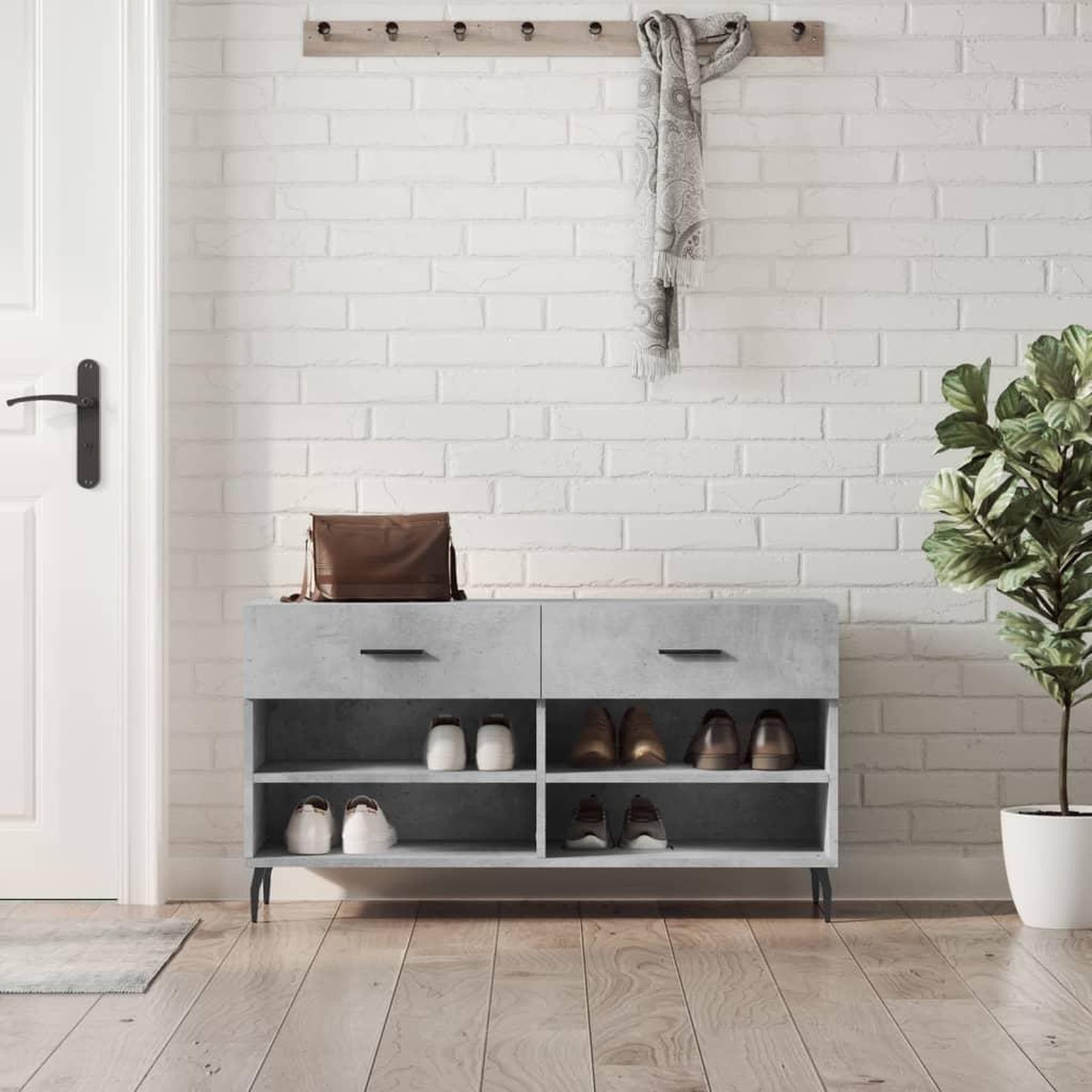 VIDAXL Banc a chaussures gris beton 102x35x55 cm bois d'ingenierie