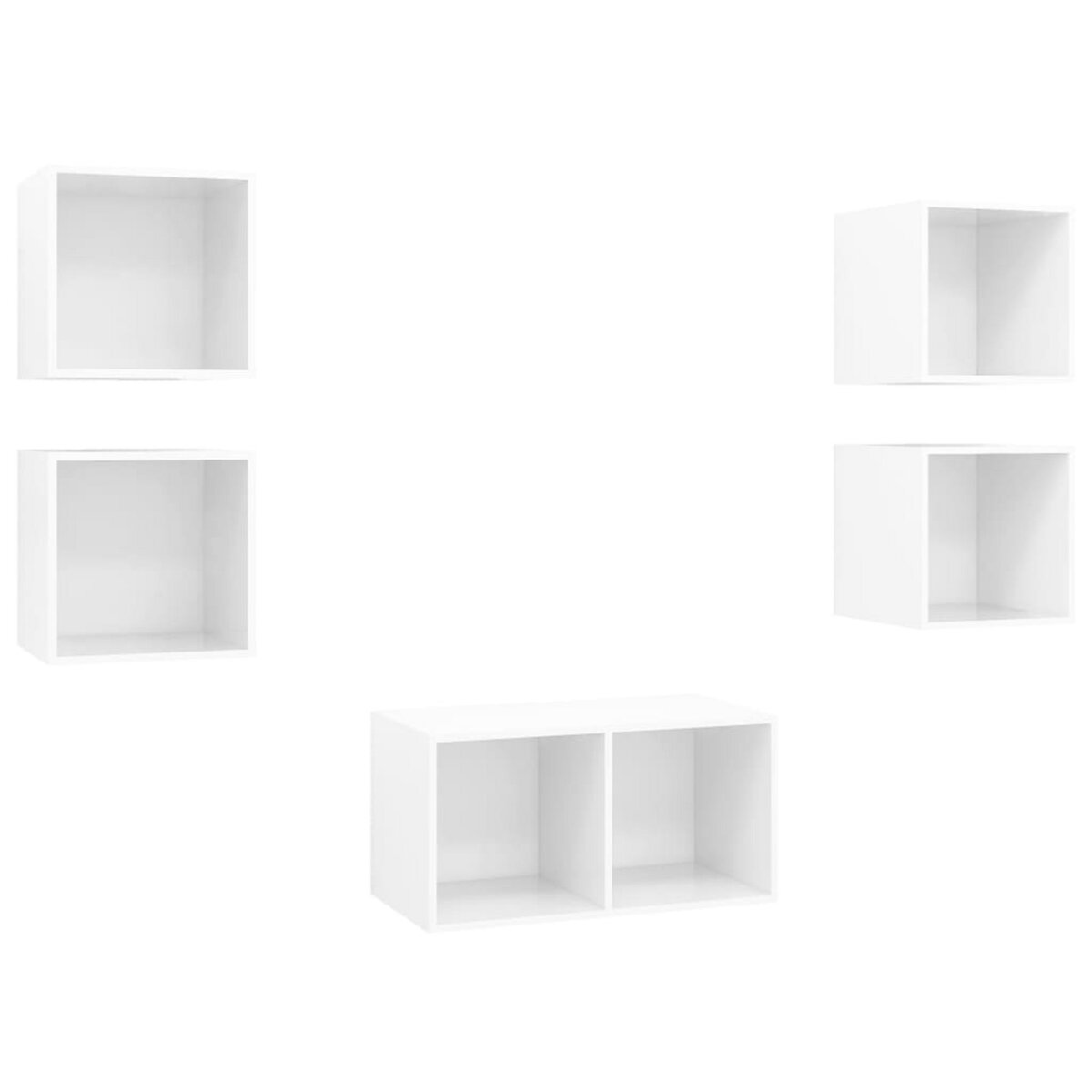 VIDAXL Ensemble de meuble TV 5 pcs Blanc brillant Agglomere
