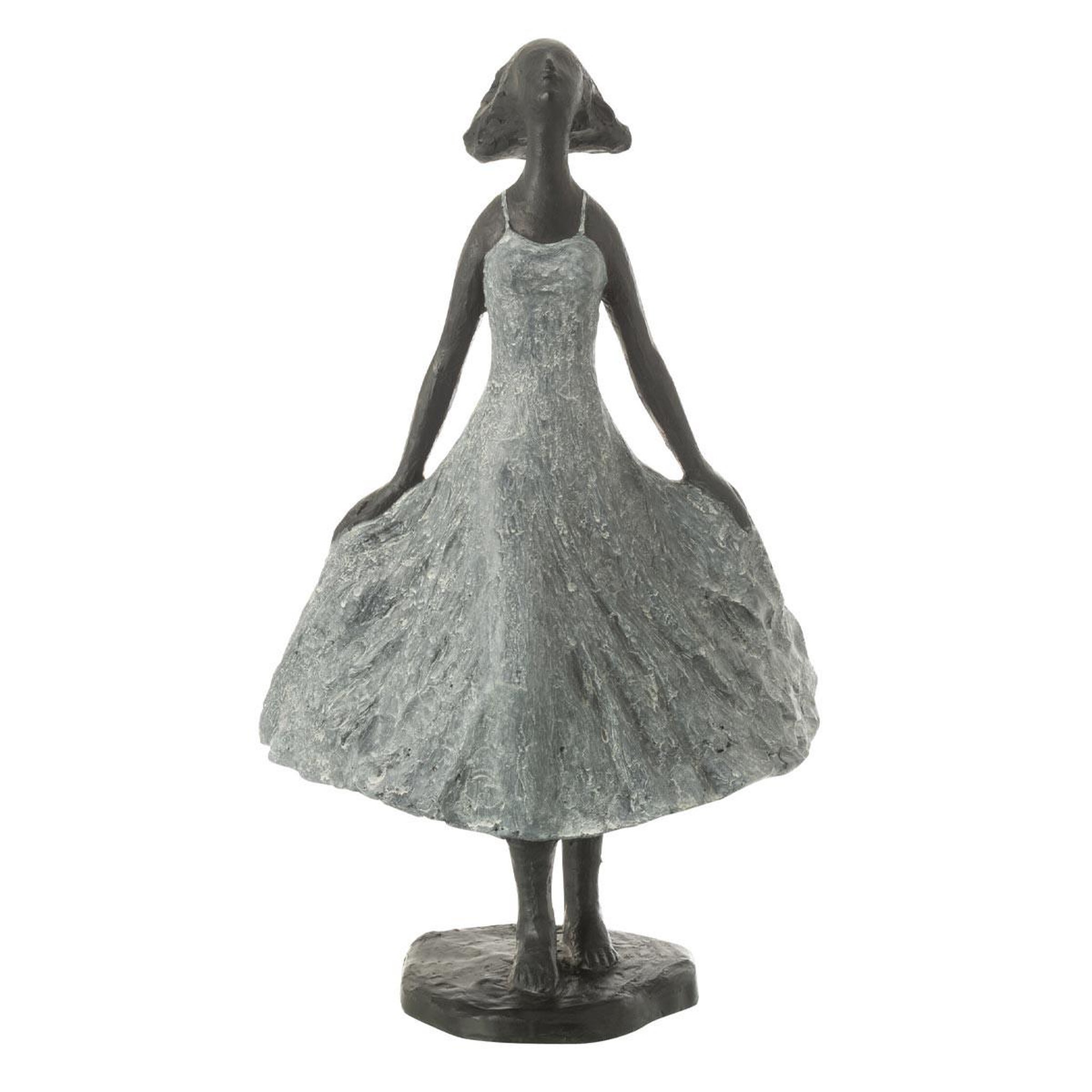 J-LINE Statuette fille en résine  ciel  38cm gris