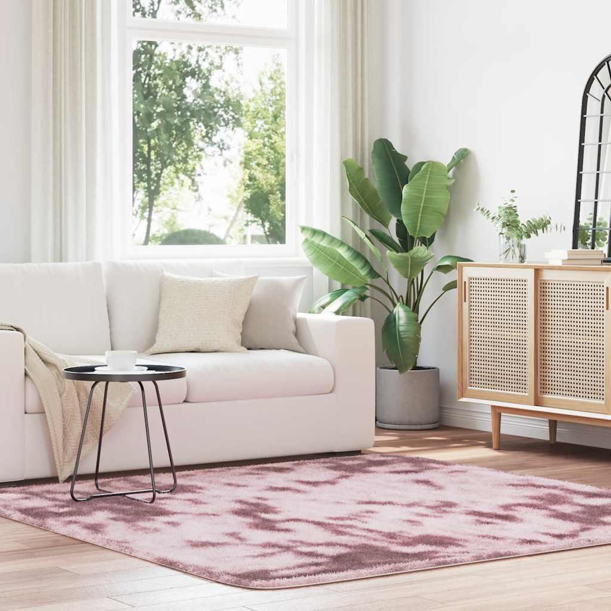 VIDAXL Tapis Shaggy a poils longs NAVARRA rose poudre 200x200 cm