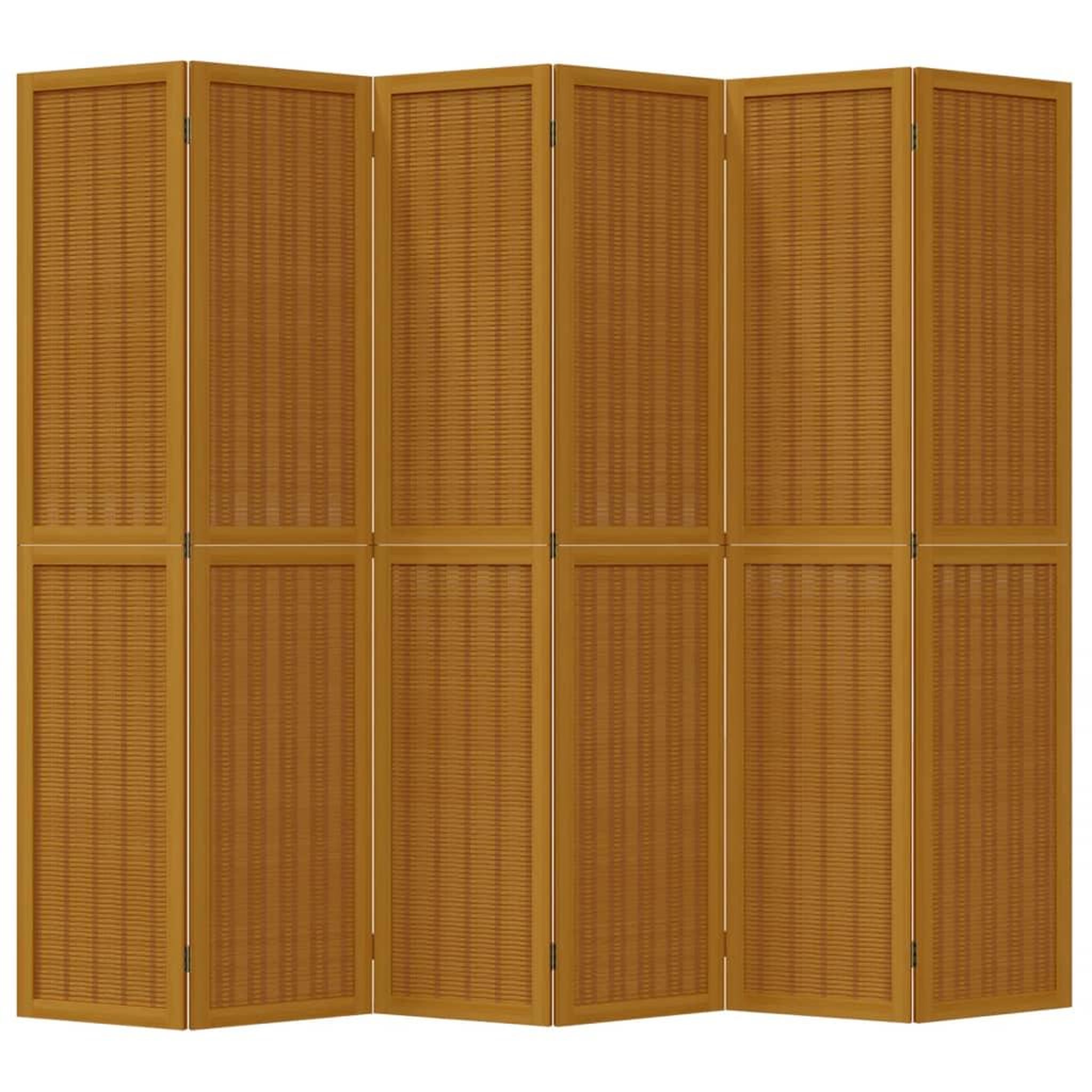 Voir la diapositive 4 : VIDAXL Cloison de separation 6 panneaux marron bois paulownia massif