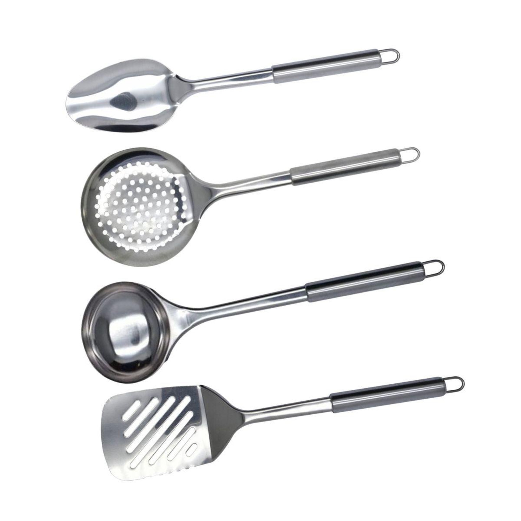 Fackelmann Ensemble de 4 ustensiles de cuisine en inox louche écumoire spatule et cuillère fackelmann elemental