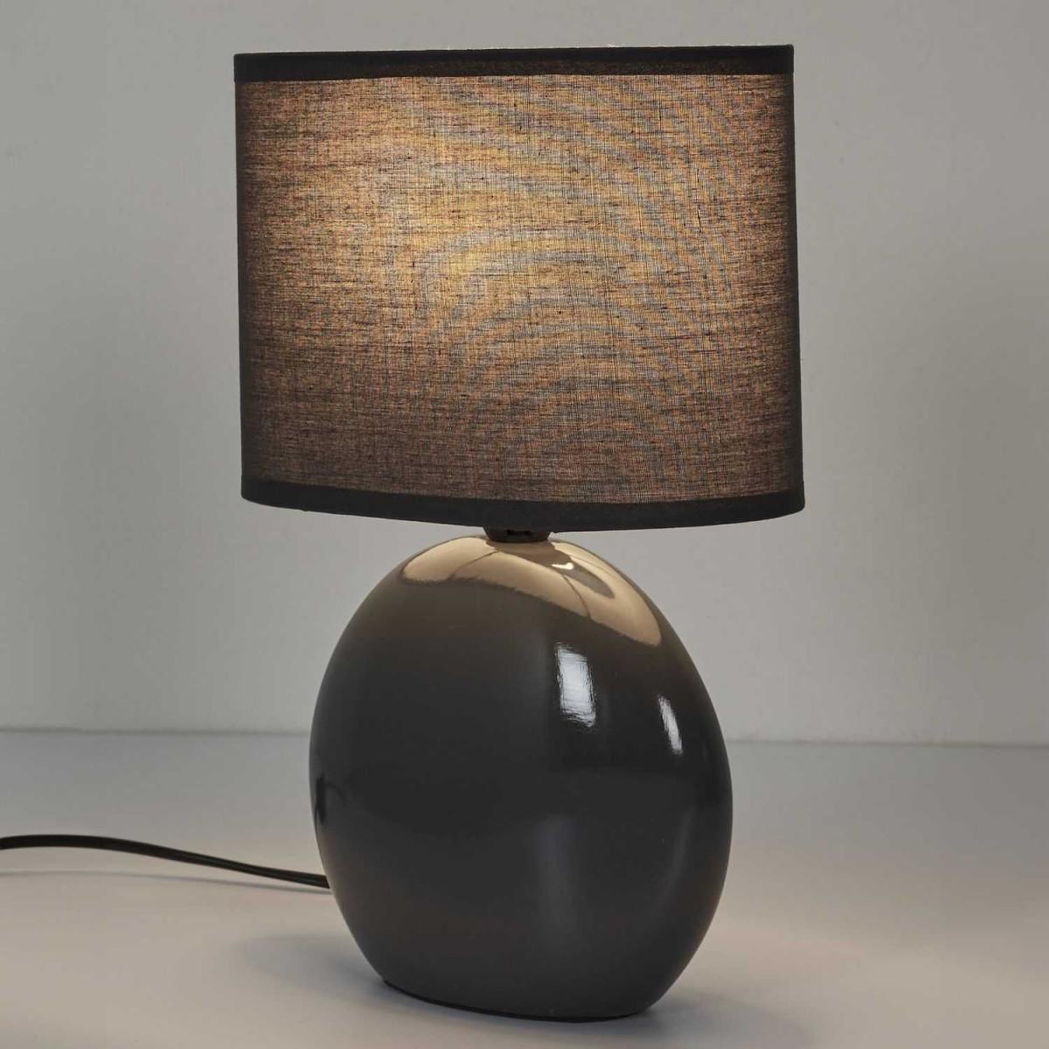 Voir la diapositive 3 : The Home Deco Factory Lampe à poser en porcelaine  janna  30cm anthracite