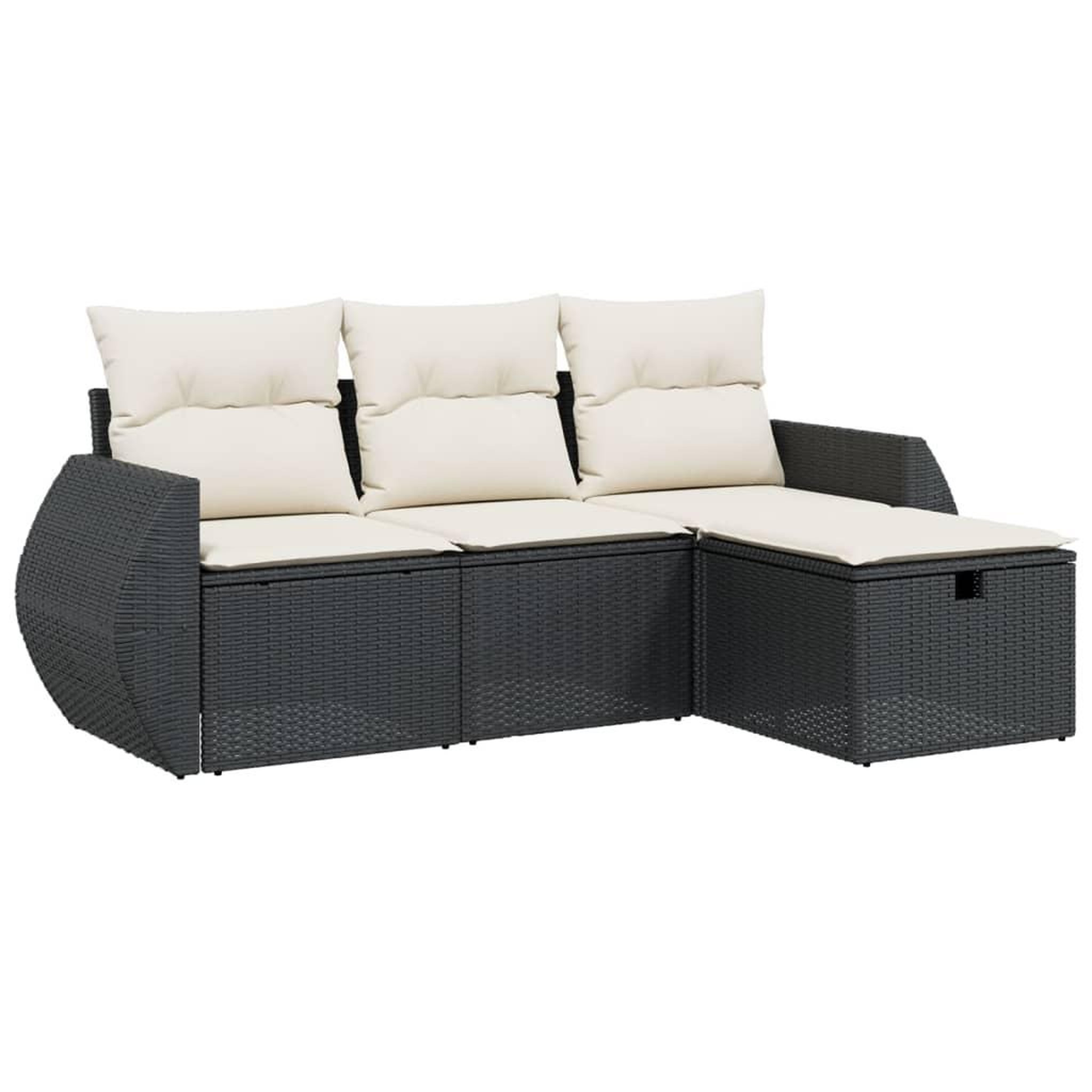Voir la diapositive 2 : VIDAXL Salon de jardin 4 pcs avec coussins noir resine tressee