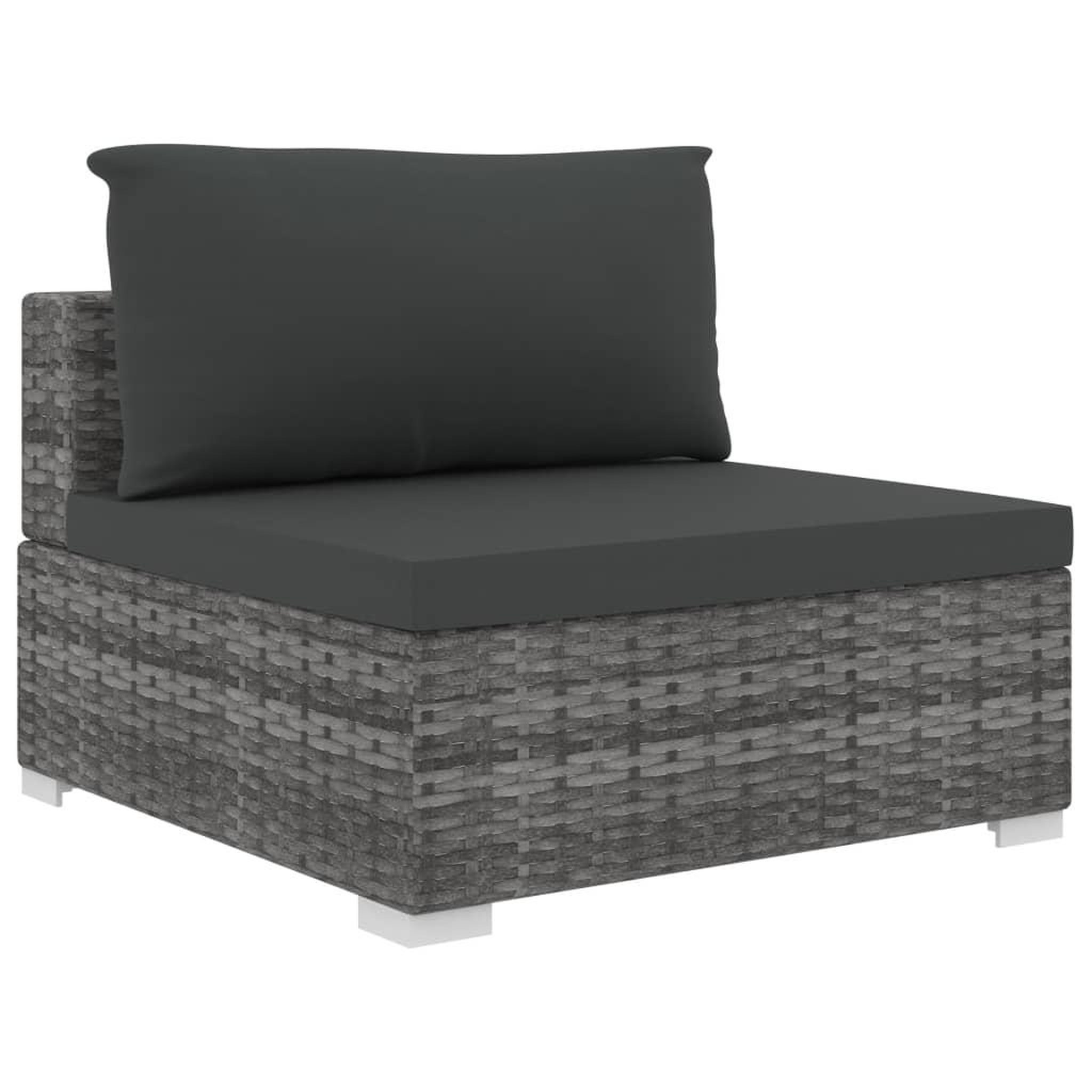 Voir la diapositive 5 : VIDAXL Salon de jardin 9 pcs avec coussins Resine tressee Gris