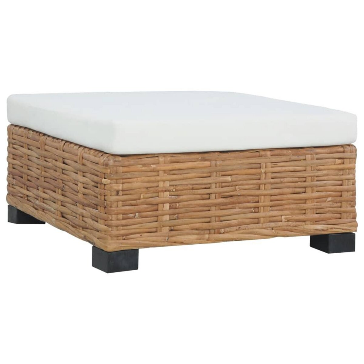 VIDAXL Repose-pied avec coussin Rotin naturel
