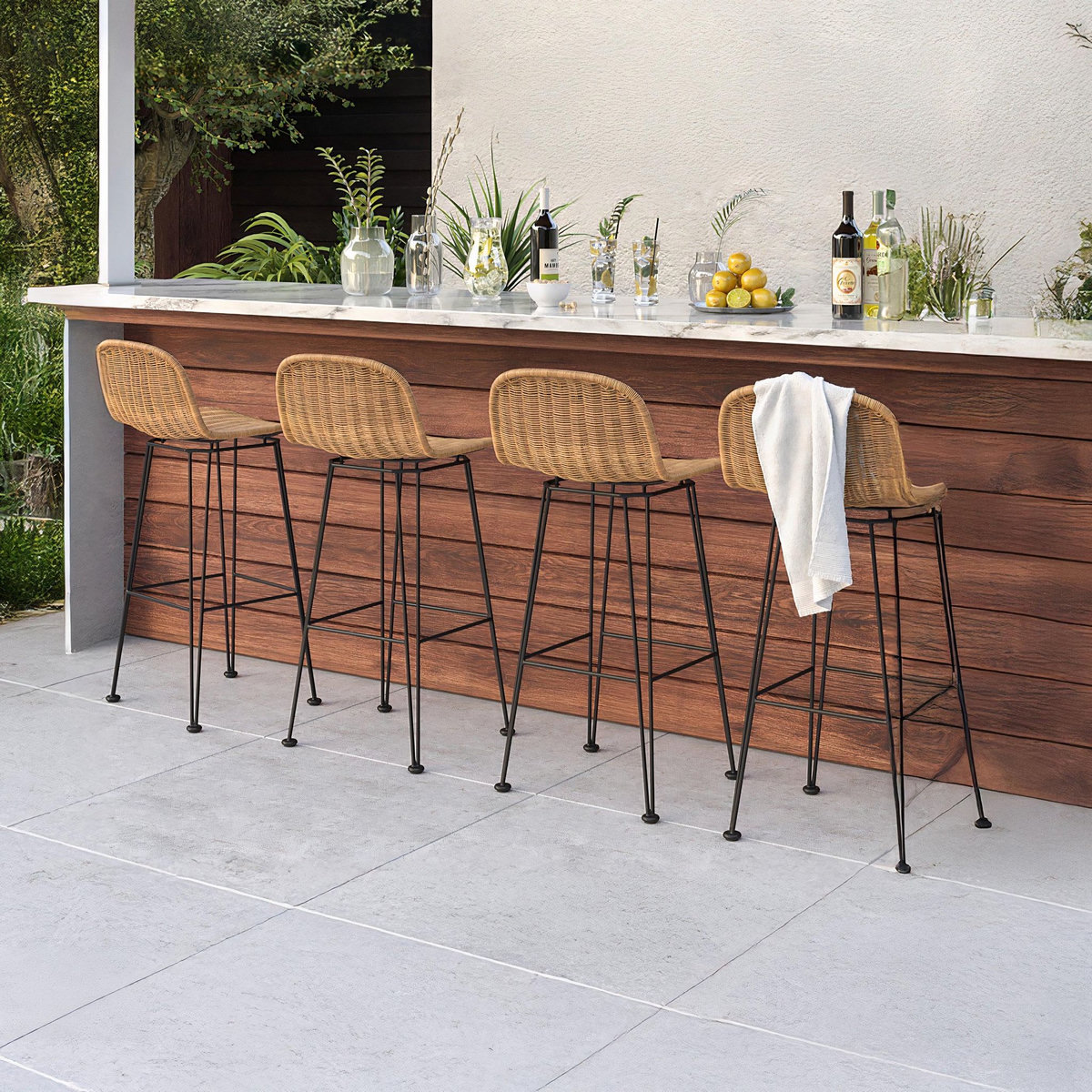 Rendez vous déco Lot de 2 chaises de bar 76 cm en résine tressée marron - Jigani