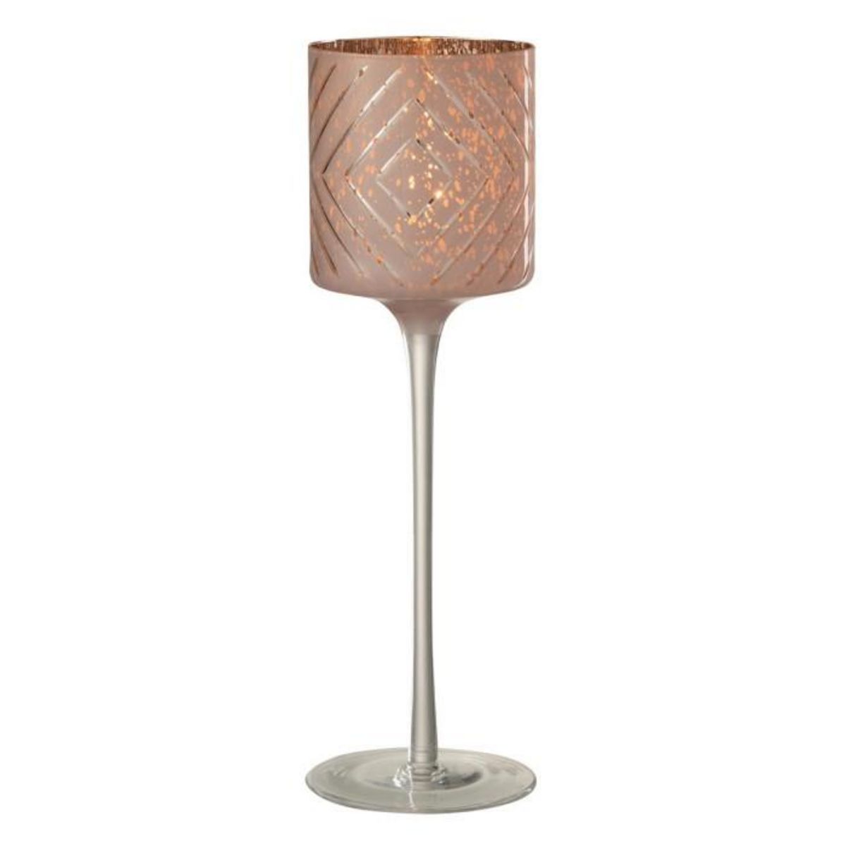 Paris Prix Photophore Rond sur Pied  Zigzag  30cm Saumon