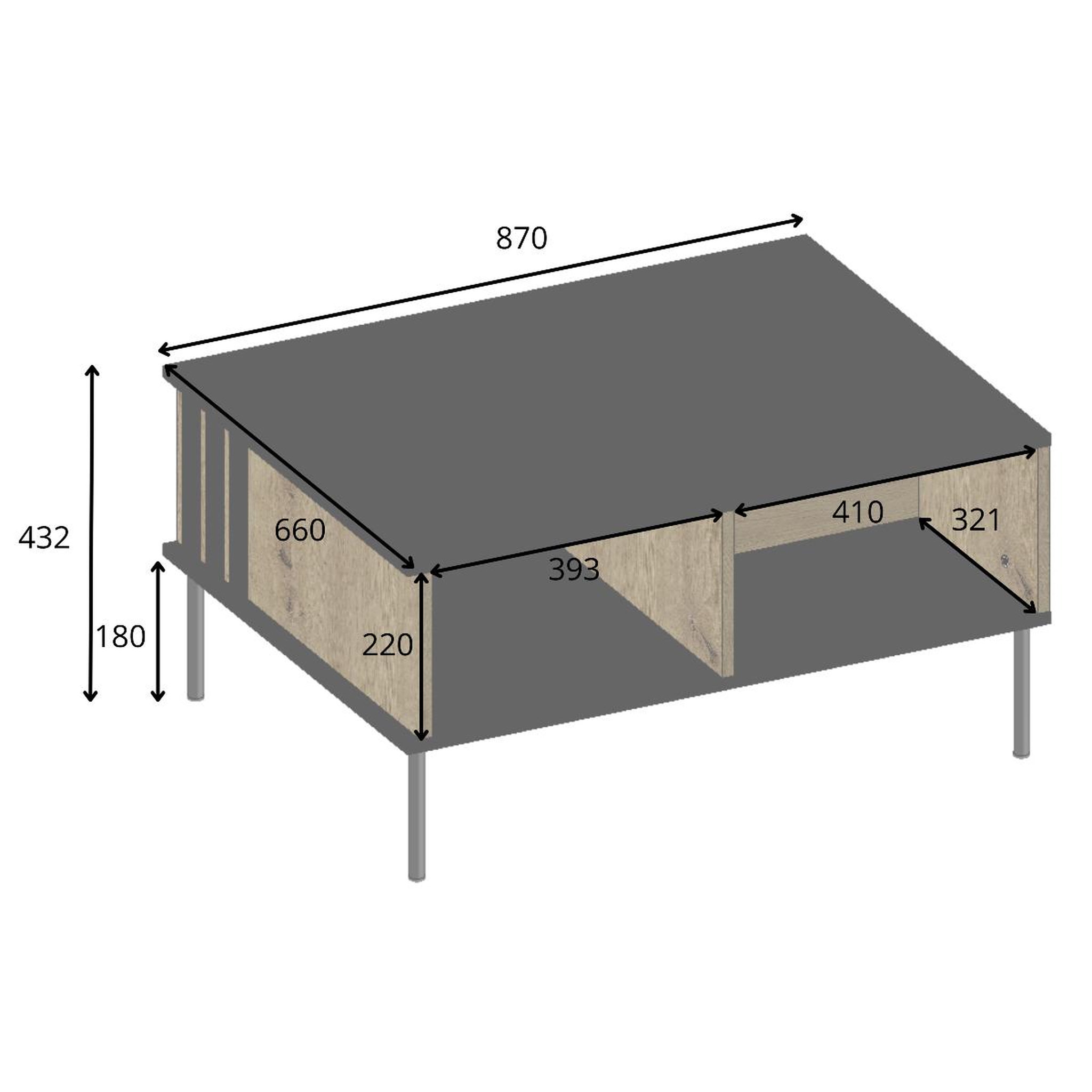 Voir la diapositive 4 : JLC KREATION Table basse moderne noir et bois irina