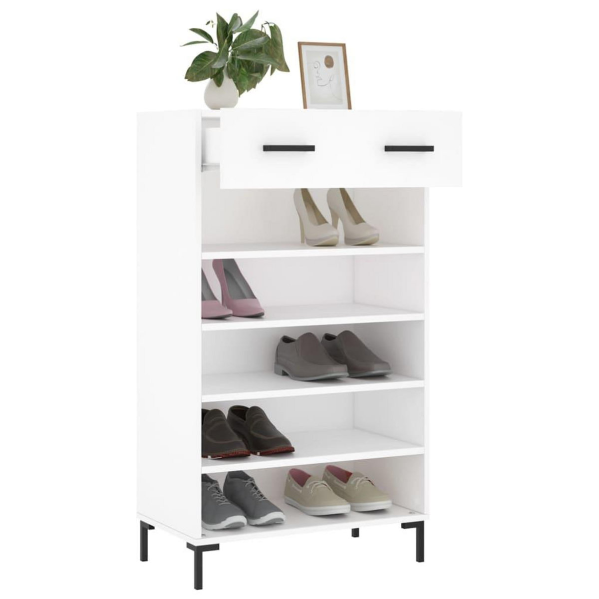 VIDAXL Armoire a chaussures blanc 60x35x105 cm bois d'ingenierie