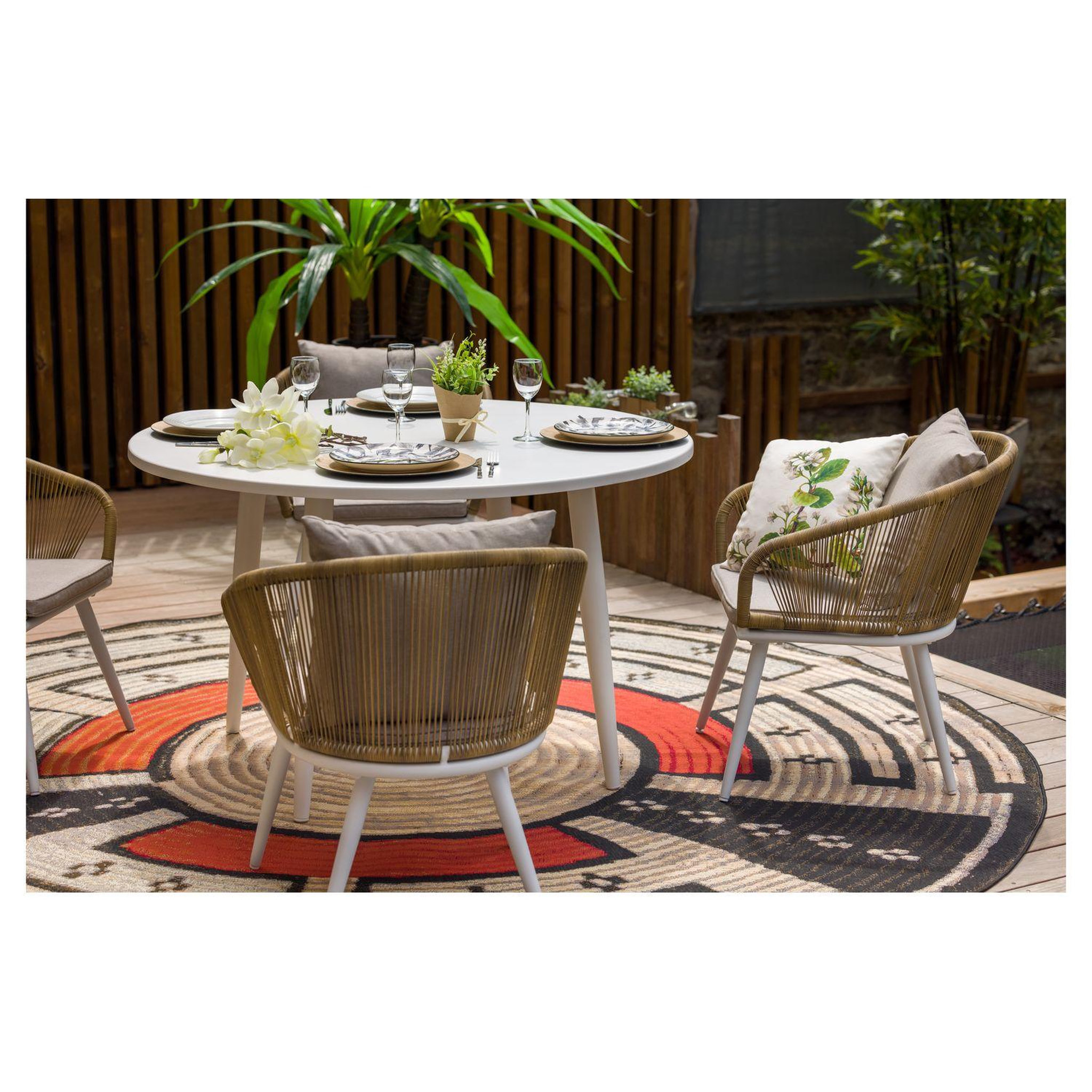 Voir la diapositive 3 : JARDILINE Salon de jardin - 4 places - Aluminium - Blanc - CAPRI