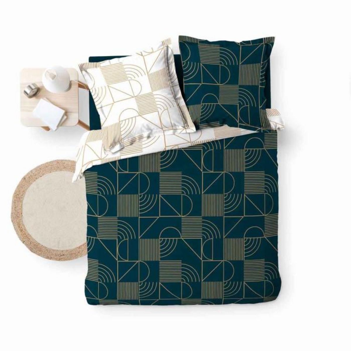 Paris Prix Parure de Lit 3 Pièces  Lineor  260x240cm Marine