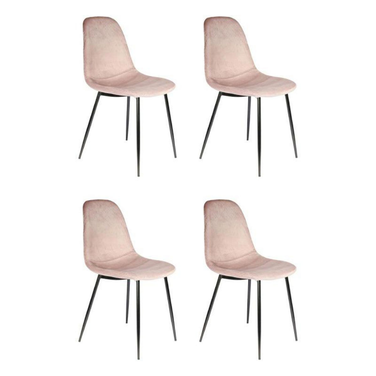 Paris Prix Lot de 4 Chaises Velours  Giulia  85cm Rose
