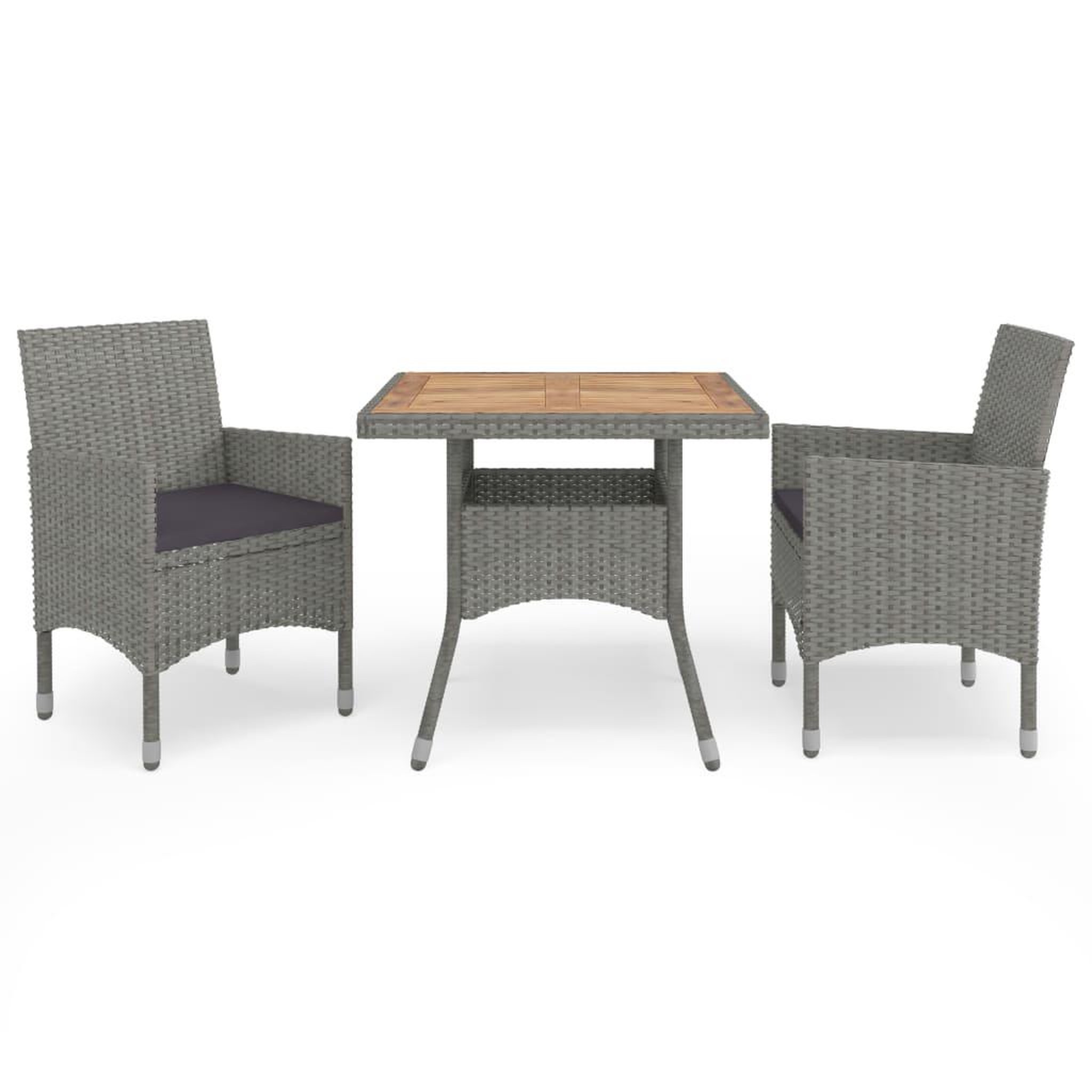 Voir la diapositive 1 : VIDAXL Ensemble a manger de jardin 3 pcs Gris Resine tressee et acacia