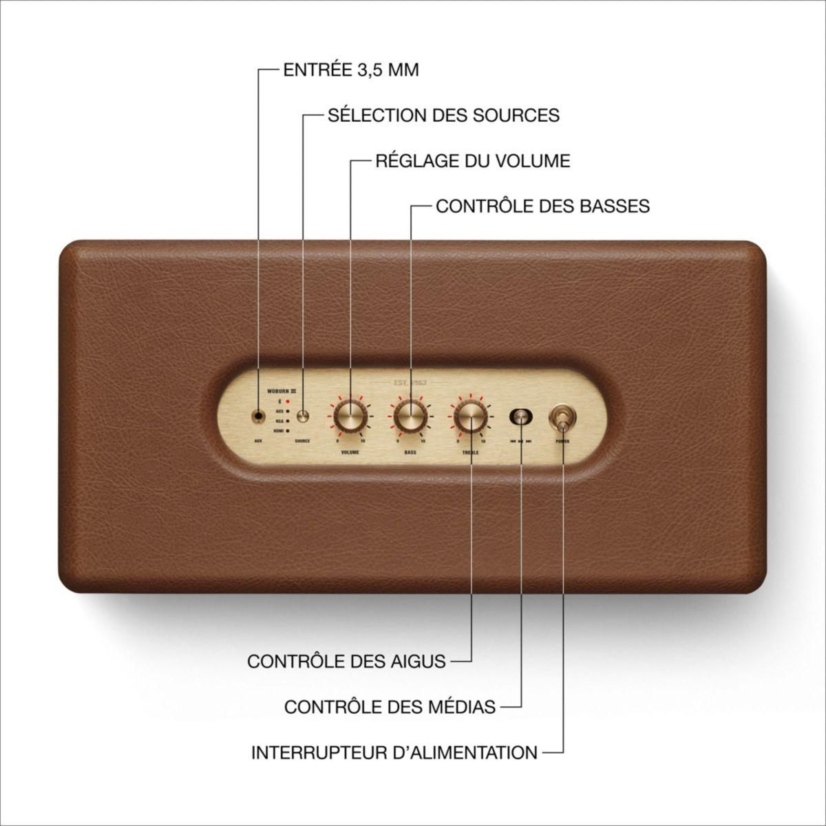 MARSHALL Enceinte résidentielle Woburn III BT Marron