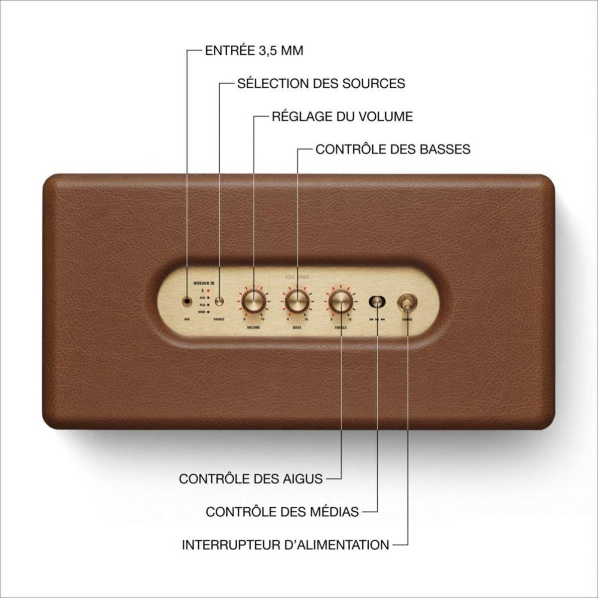 MARSHALL Enceinte résidentielle Woburn III BT Marron