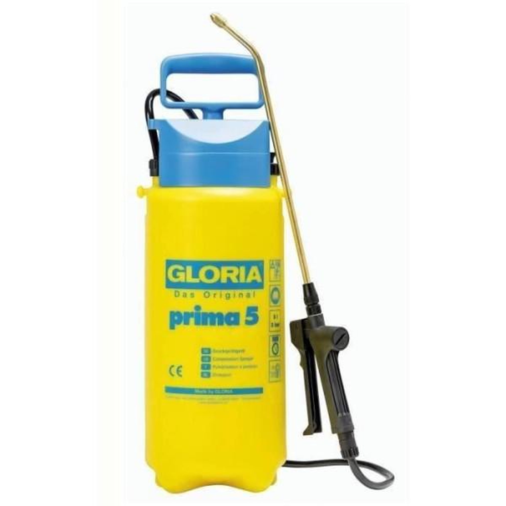 N/A Pulvérisateur a pression - gloria - prima 5 - 5l - jaune et bleu - avec lance et buse en laiton