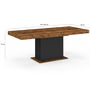 Voir la diapositive 5 : ID MARKET Table à manger extensible rectangle EDEN 6-10 personnes bois effet vieilli et noir 160-200 cm