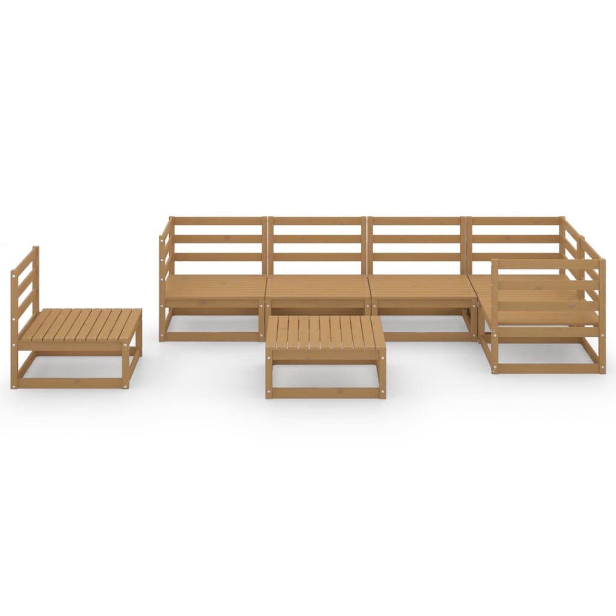 Voir la diapositive 3 : VIDAXL Salon de jardin 7 pcs marron miel bois de pin massif