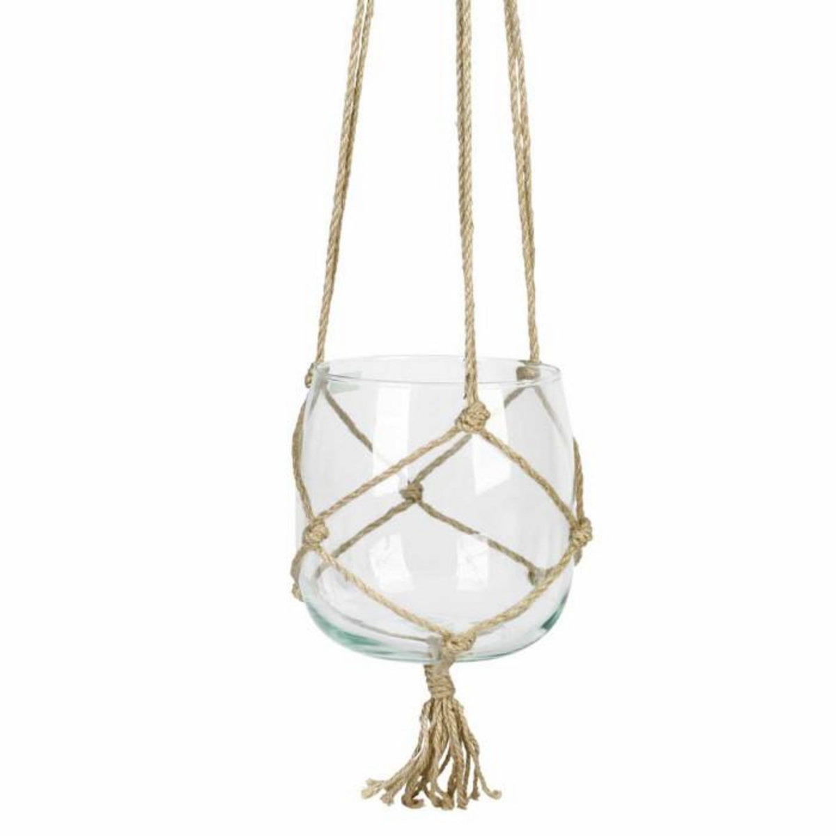 Paris Prix Boule en Verre Suspendue  Chanvre  18cm Transparent & Naturel
