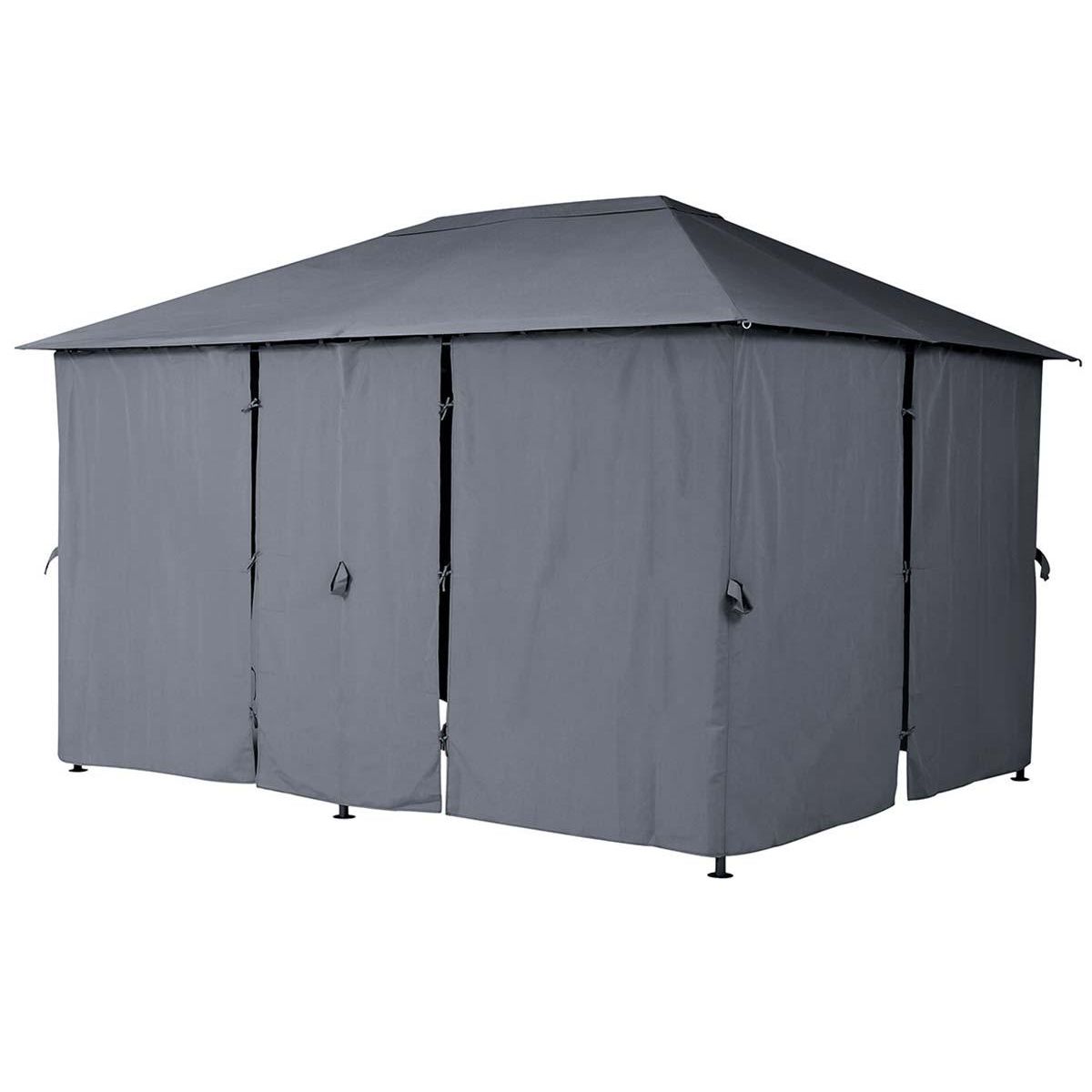 HESPERIDE Jeu de 6 rideaux pour la tonnelle Santorini 3 x 4 m Ardoise - Hespéride