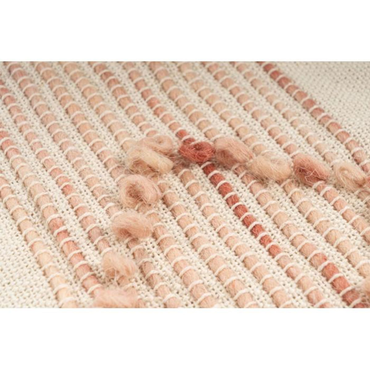 Paris Prix Plaid Tissé à la Main  Bohist  130x170cm Rose & Crème