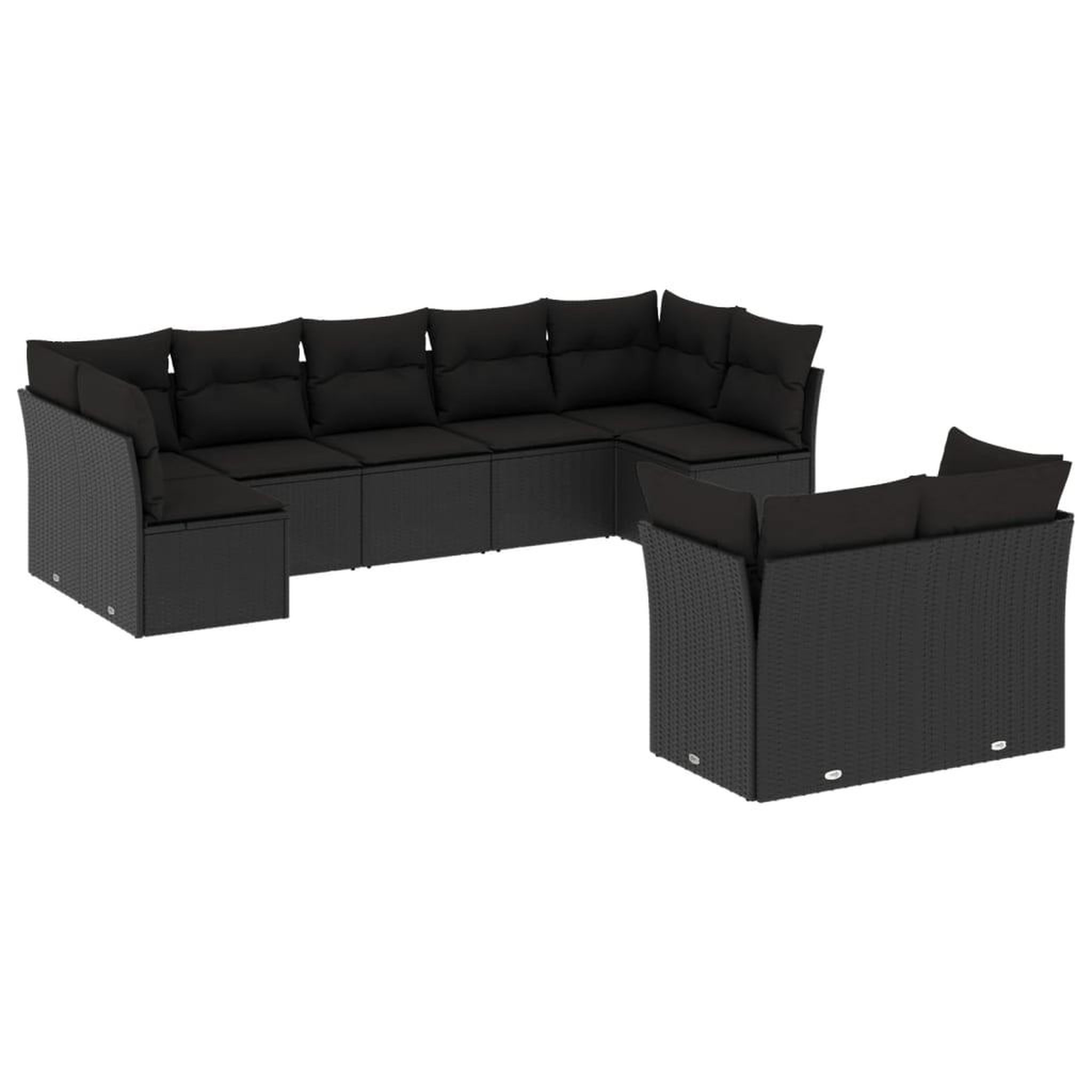 Voir la diapositive 2 : VIDAXL Salon de jardin 9 pcs avec coussins noir resine tressee