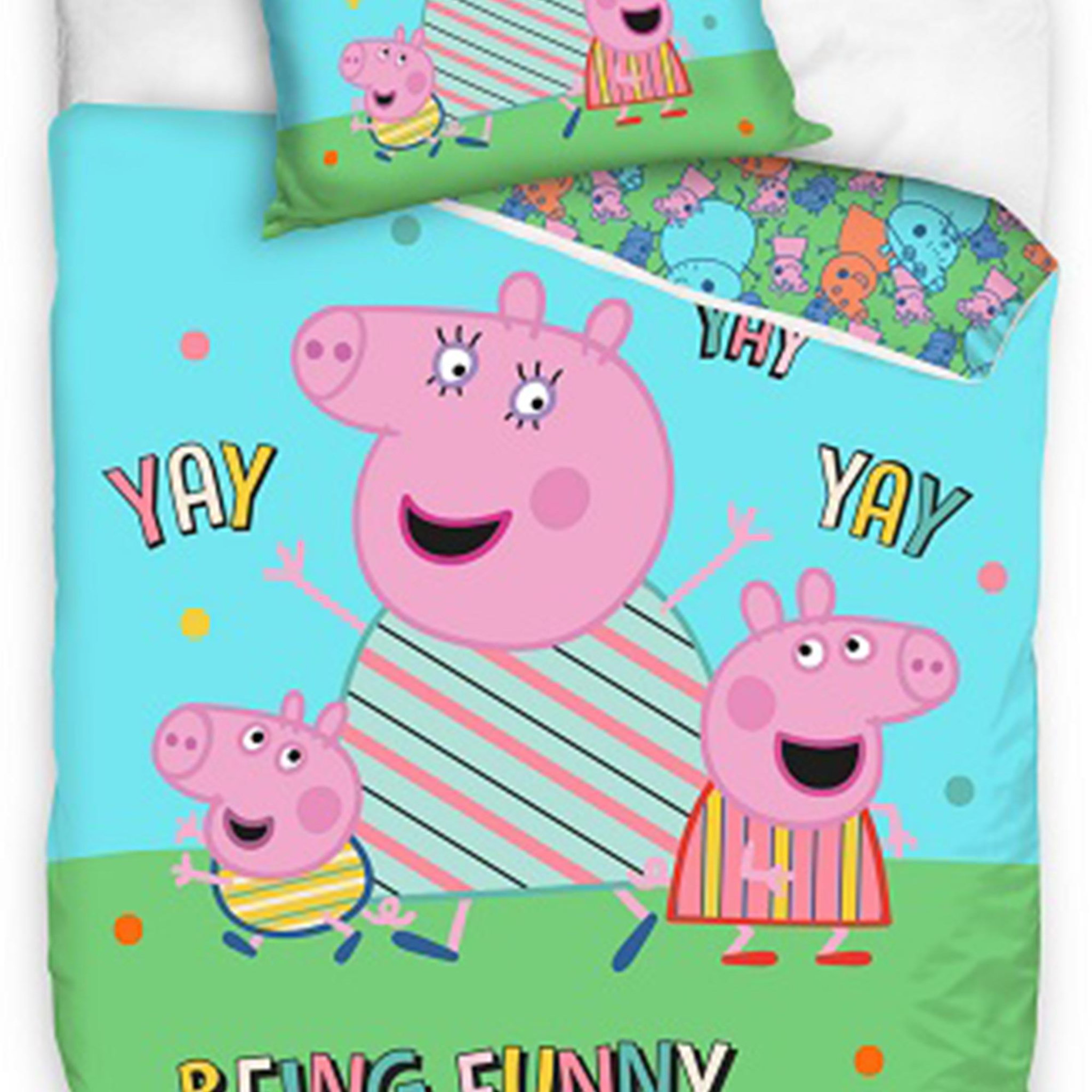Voir la diapositive 2 : Peppa Pig Parure de lit enfant 140x200 cm peppa pig yay yay 100% coton
