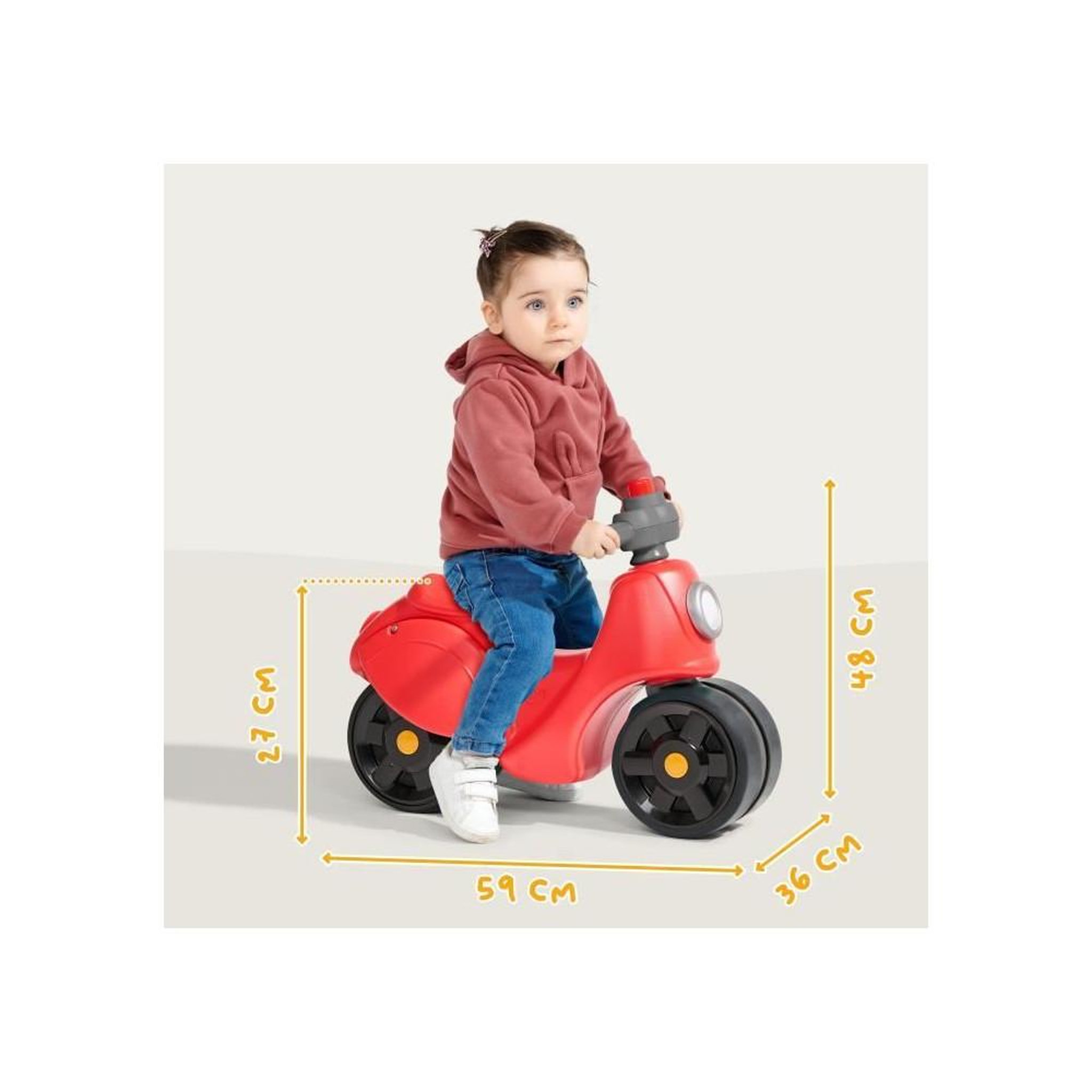 Voir la diapositive 5 : FALK Scooter Strada - FALK - Guidon directionnel avec klaxon - Larges roues sécurisantes - Rouge - 100% Fabriqué en France - Des 12