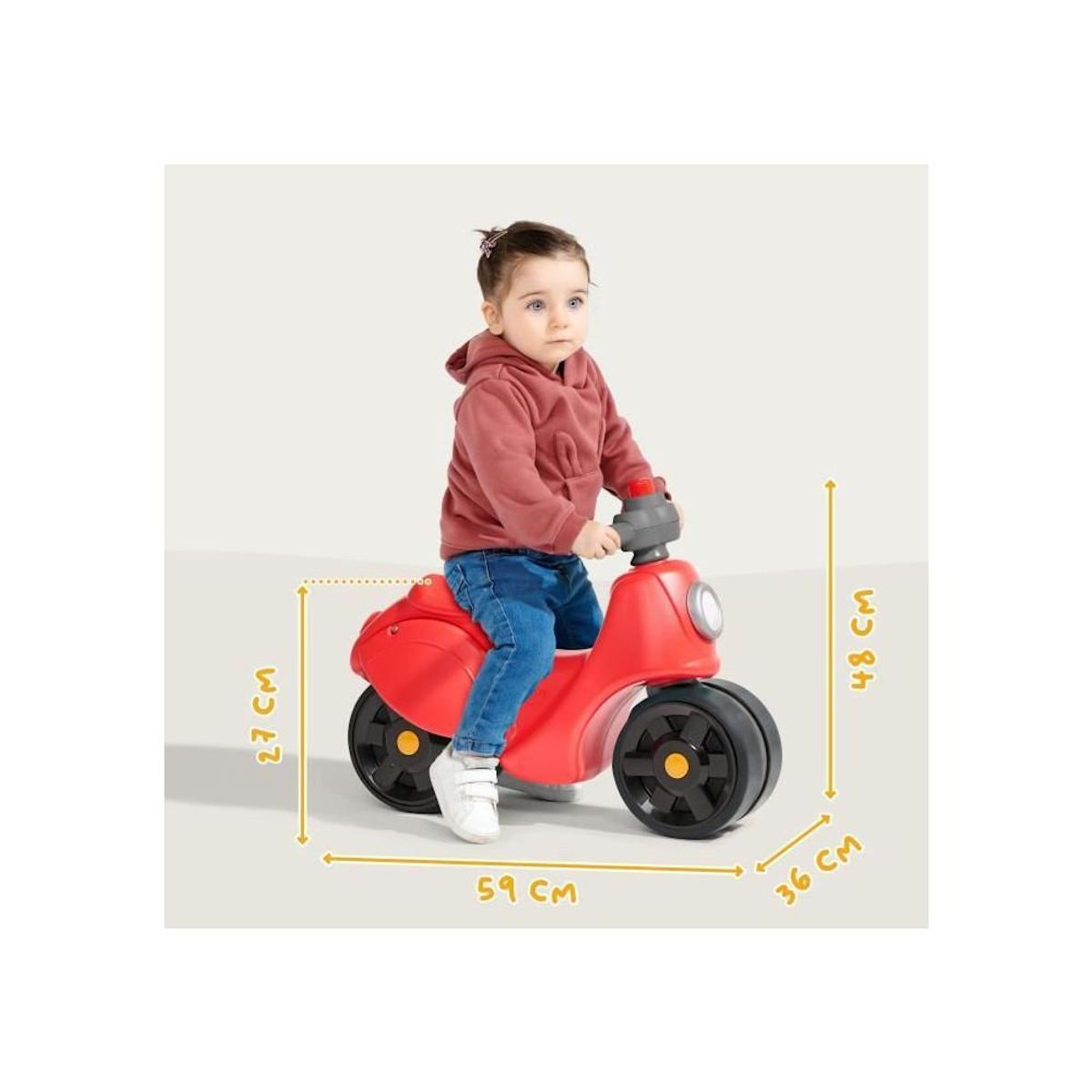 FALK Scooter Strada - FALK - Guidon directionnel avec klaxon - Larges roues sécurisantes - Rouge - 100% Fabriqué en France - Des 12